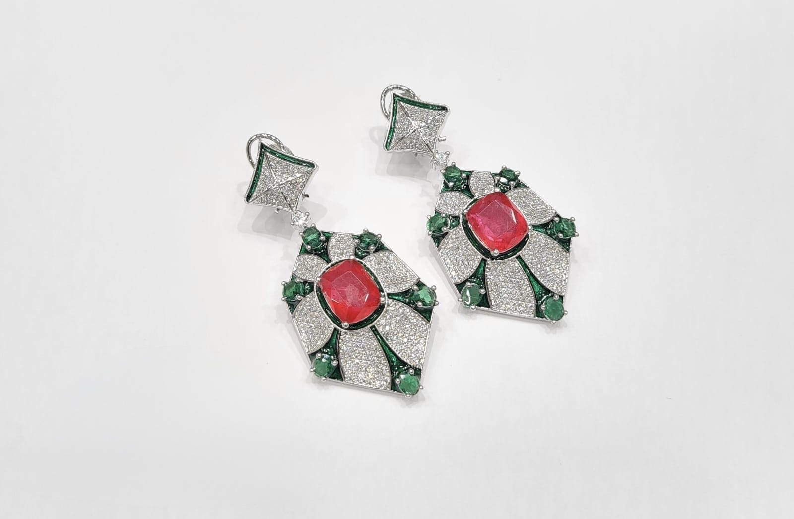 Cz Enamel Earrings 08544 - 8