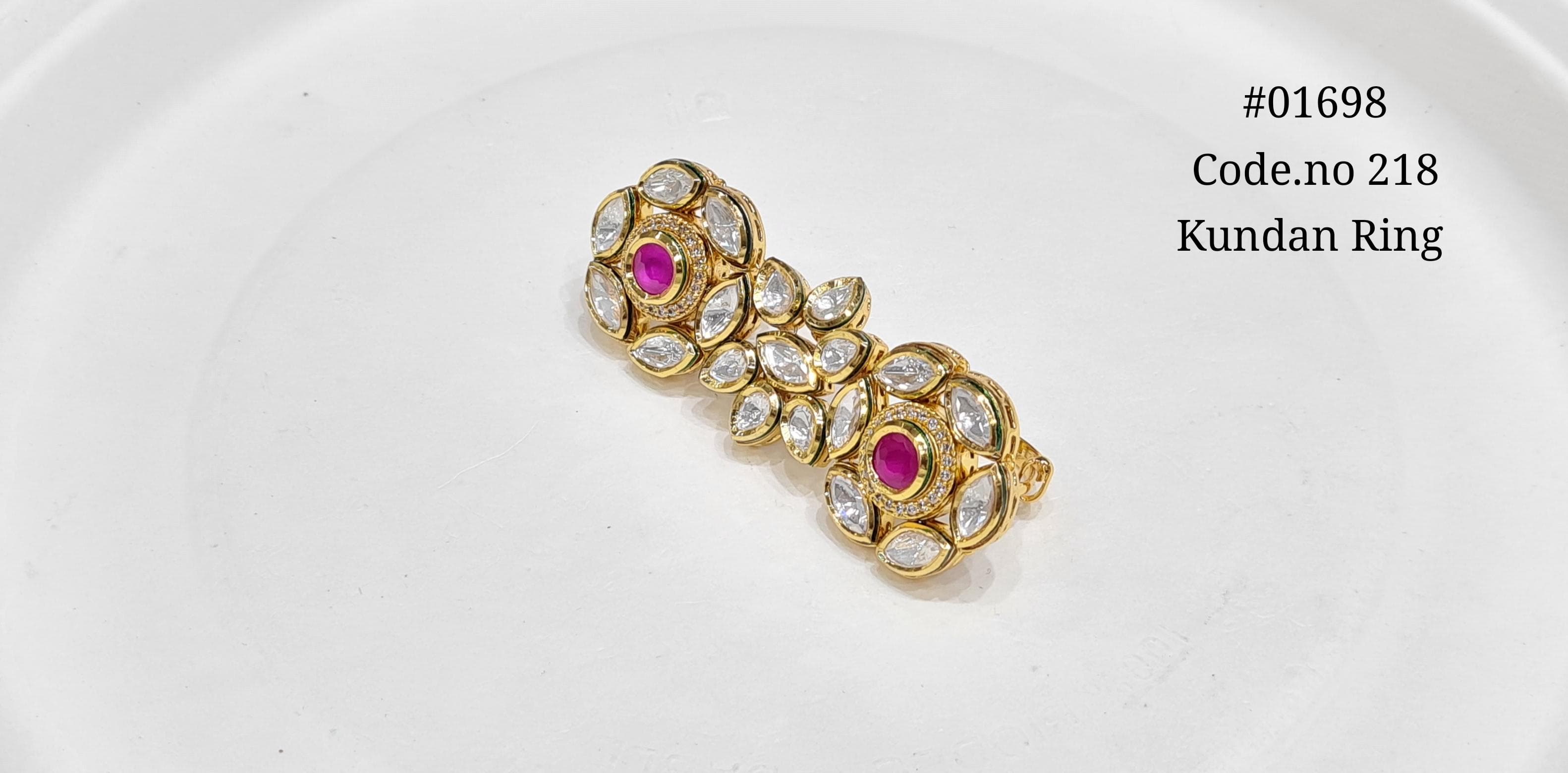 Kundan double finger ring 01698