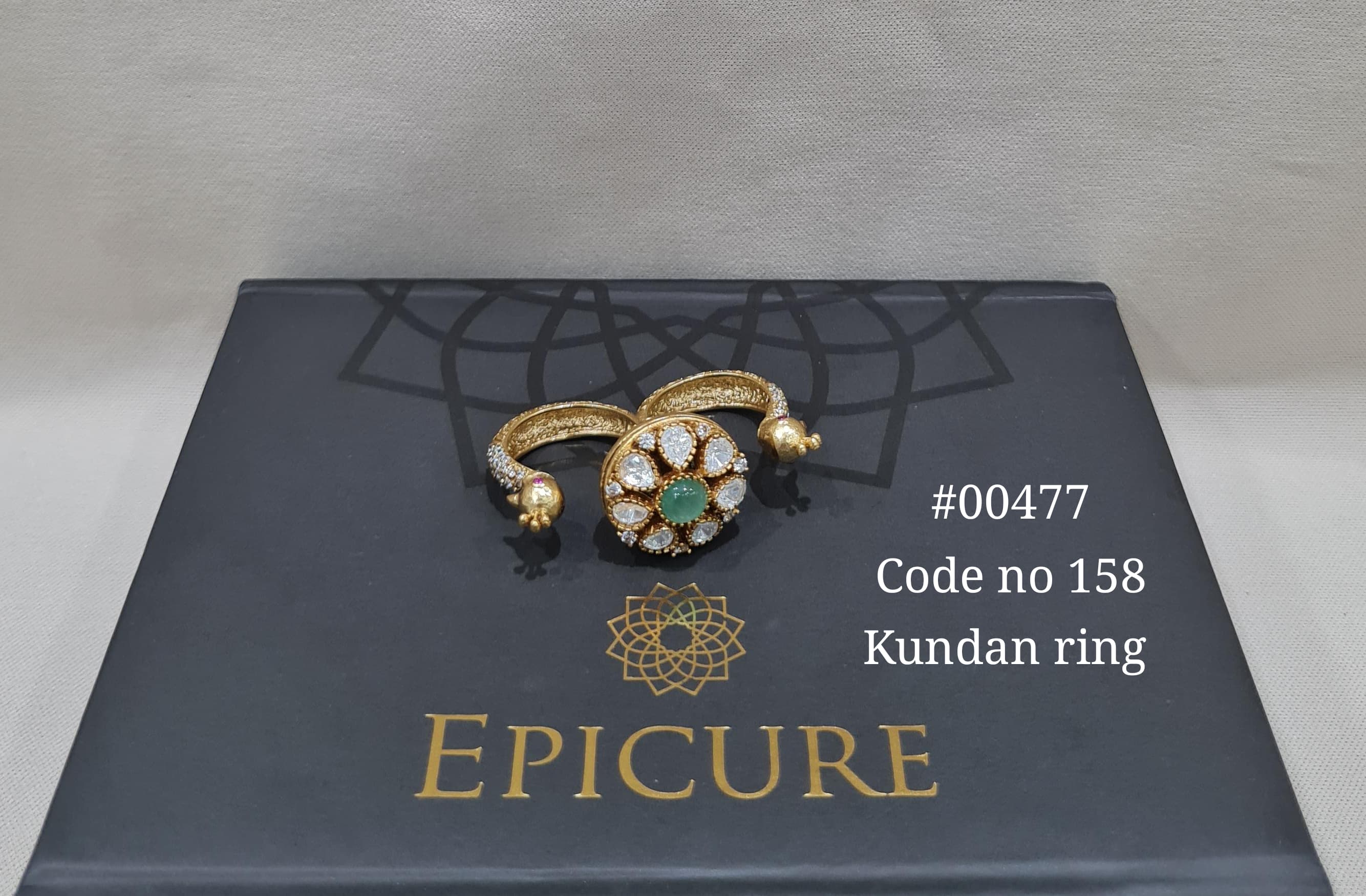 Kundan double finger ring 00477