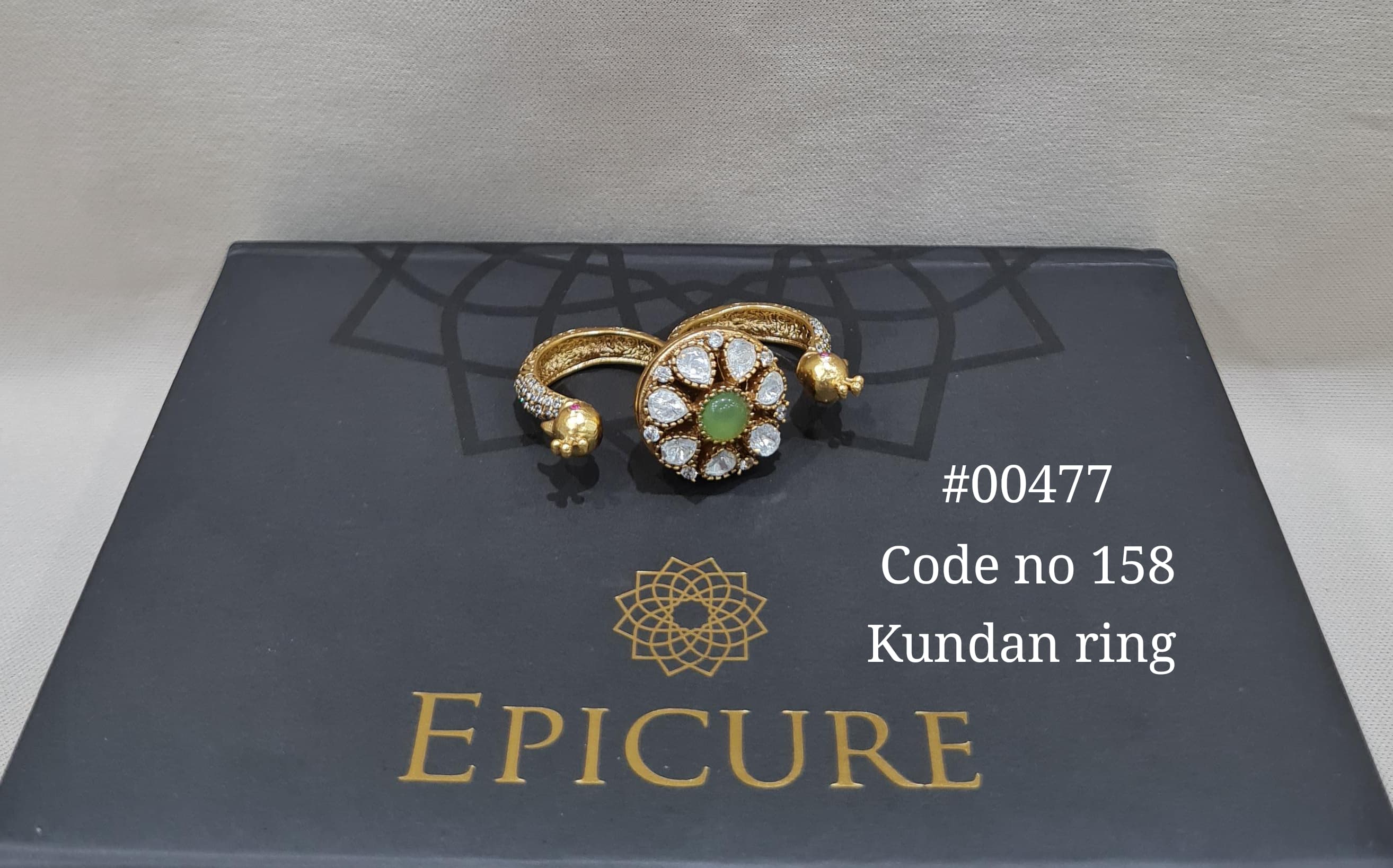 Kundan double finger ring 00477 - 4