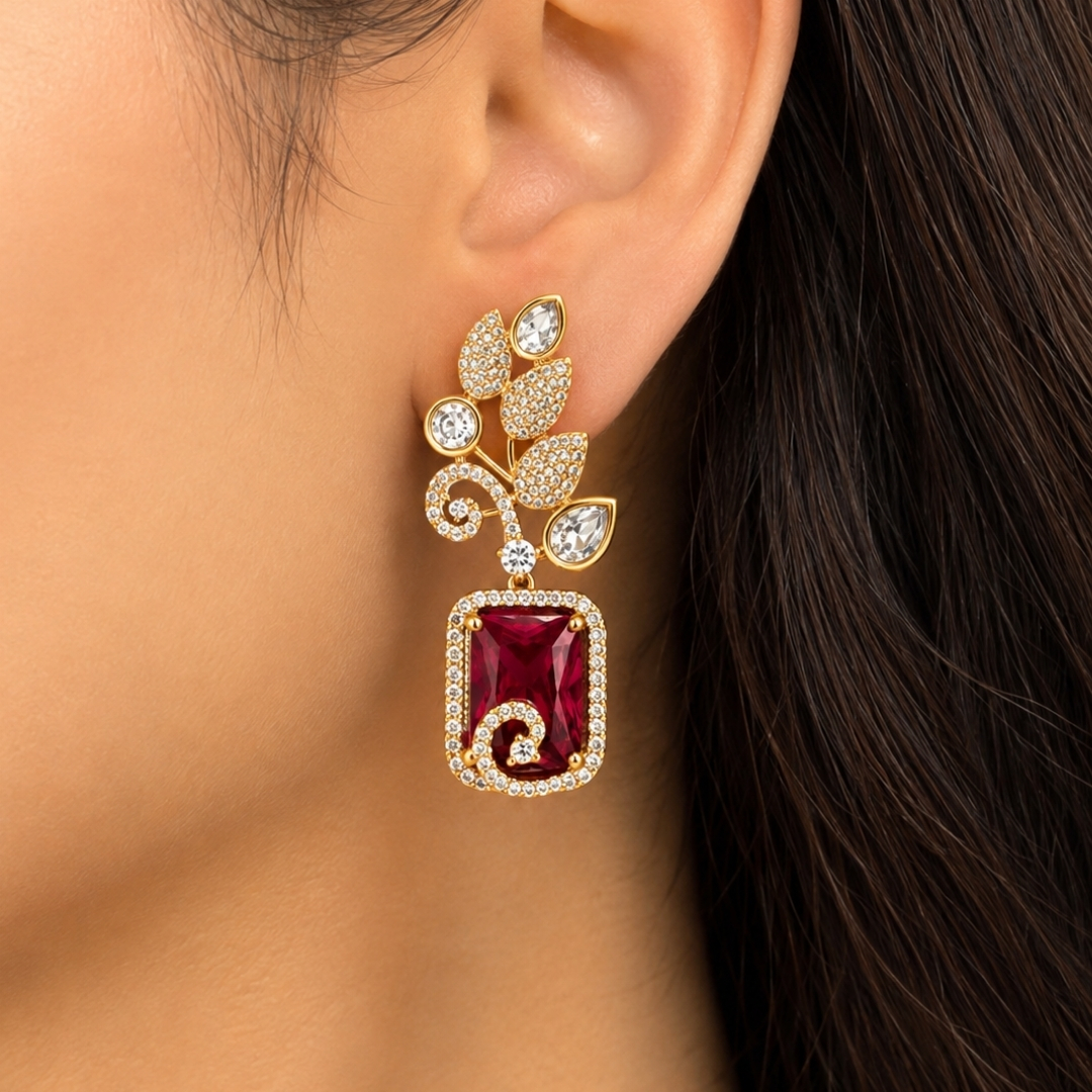 Kundan Earring with CZ Minimal Design