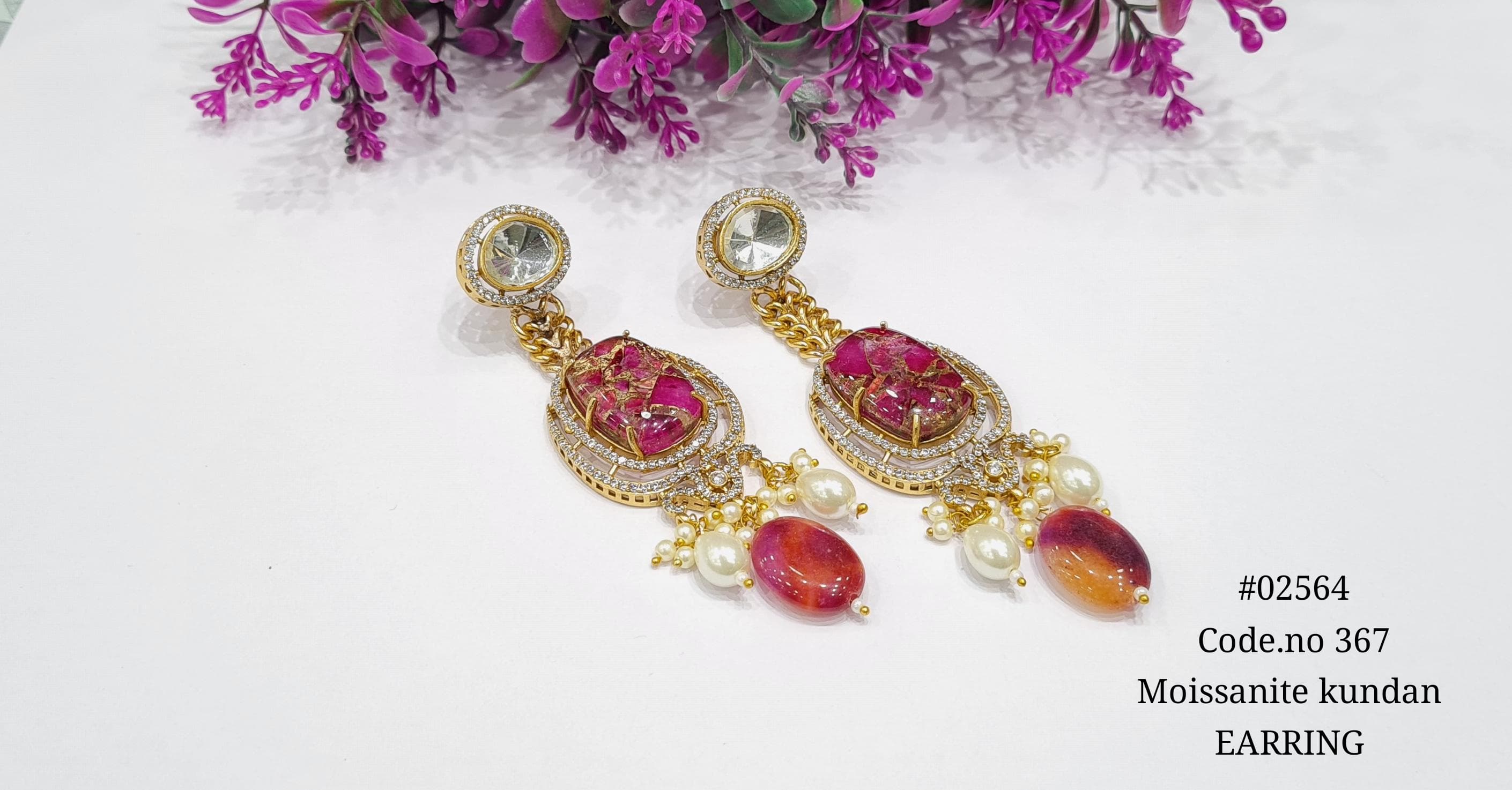 Kundan earrings 02564 - 4