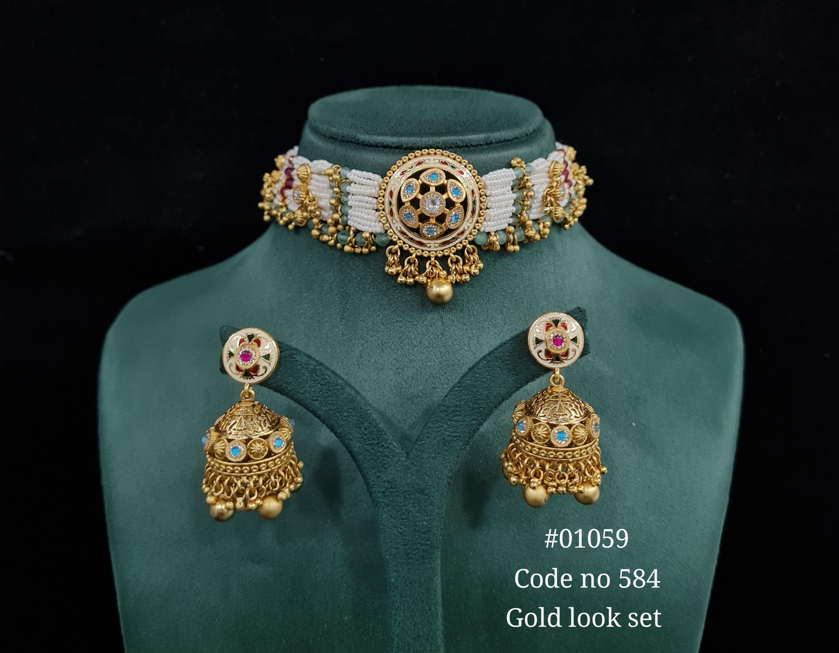 kundan PP Choker set 01059 - 3