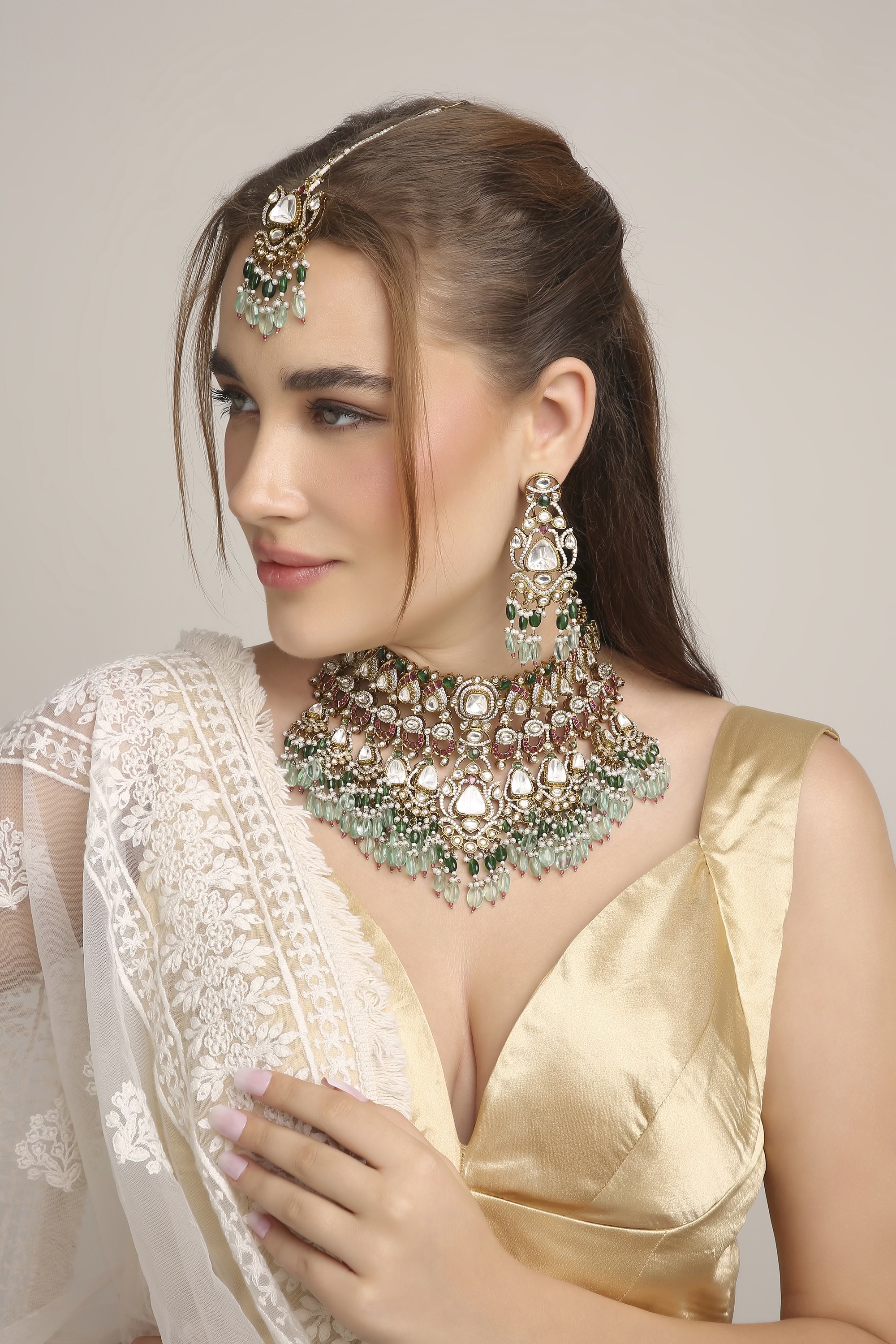 Polki Kundan Bride Set 09600 - 2