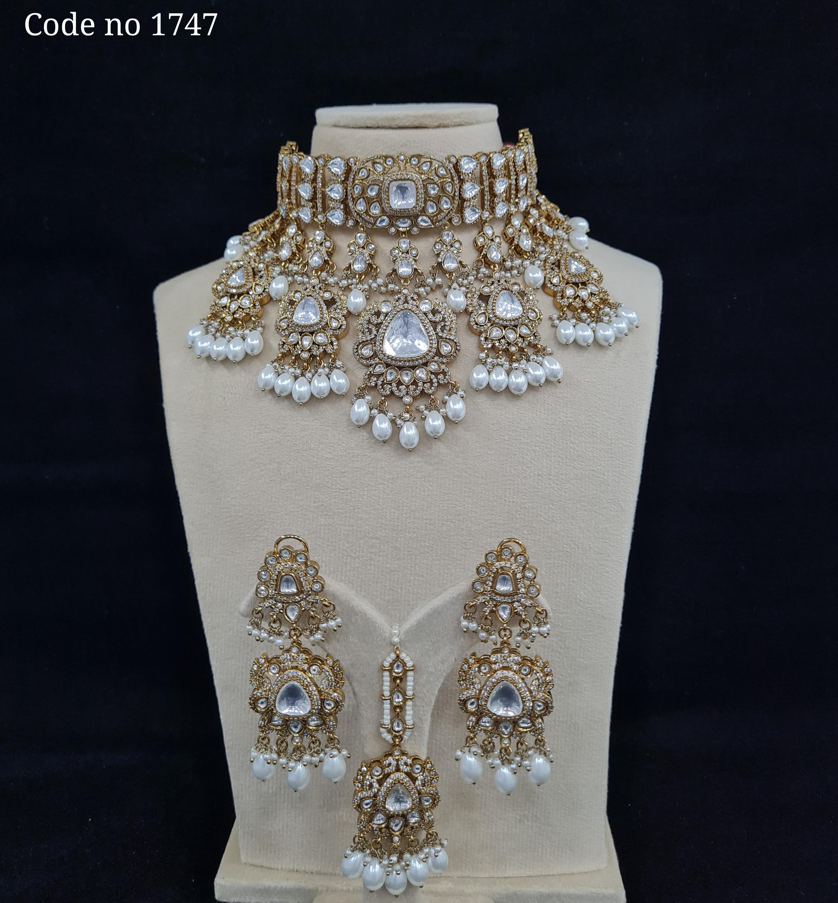 Kundan necklace set 00268 - 7