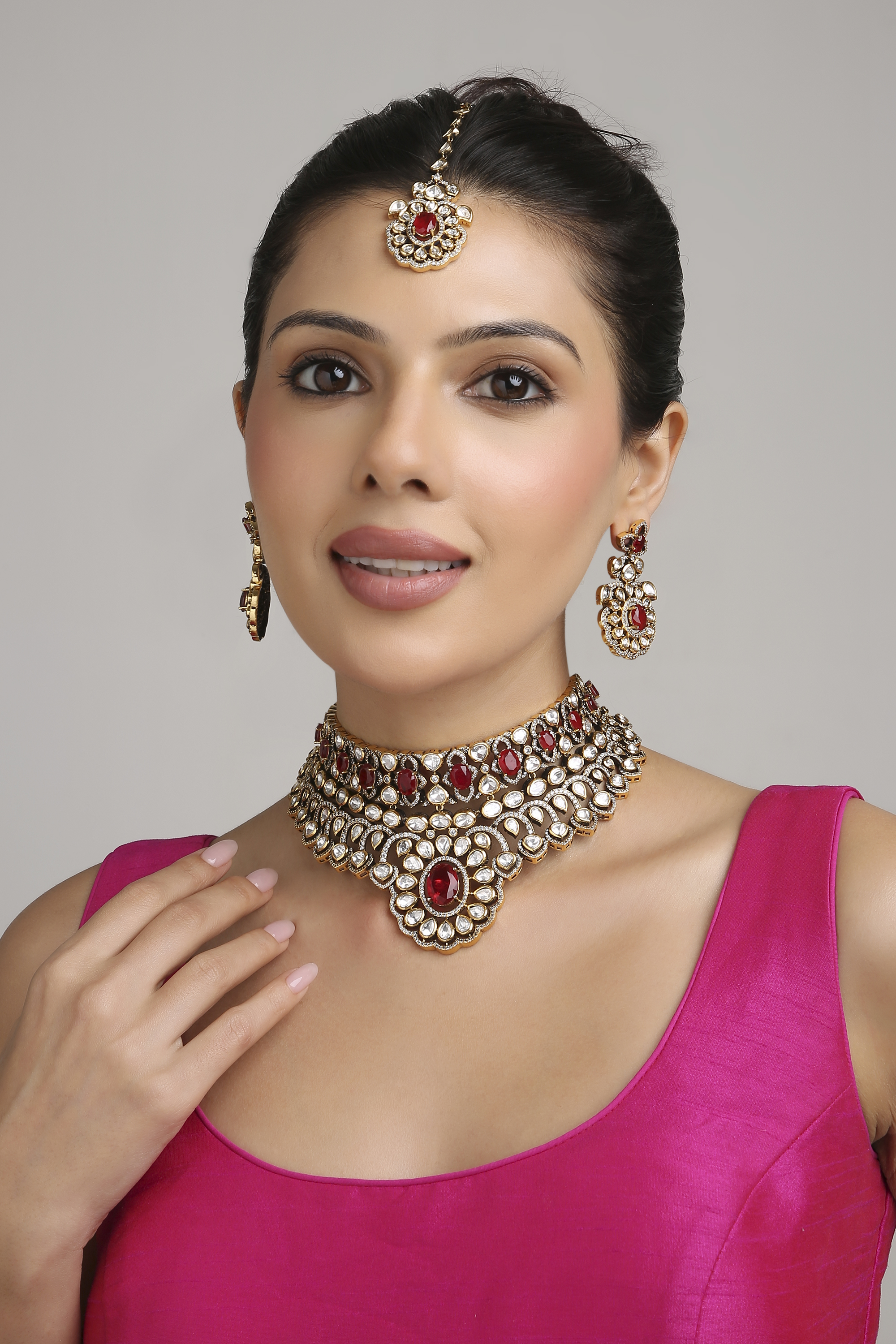 Victorian Kundan Necklace 08413 - 7
