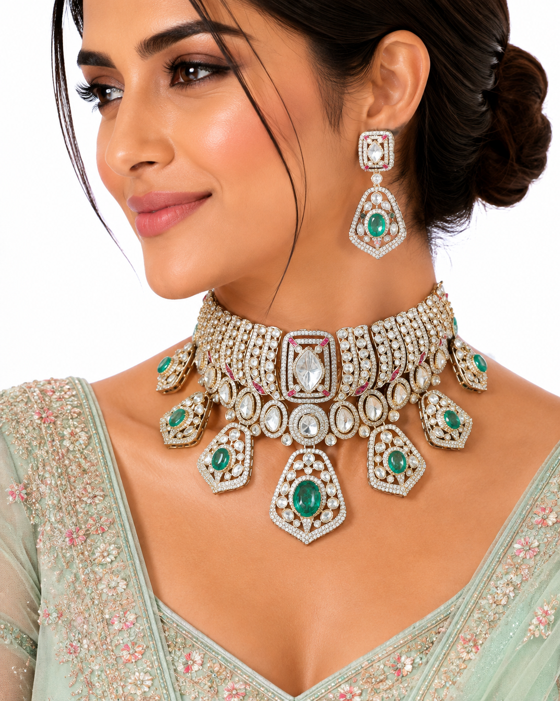 Kundan Necklace 04463 - 4