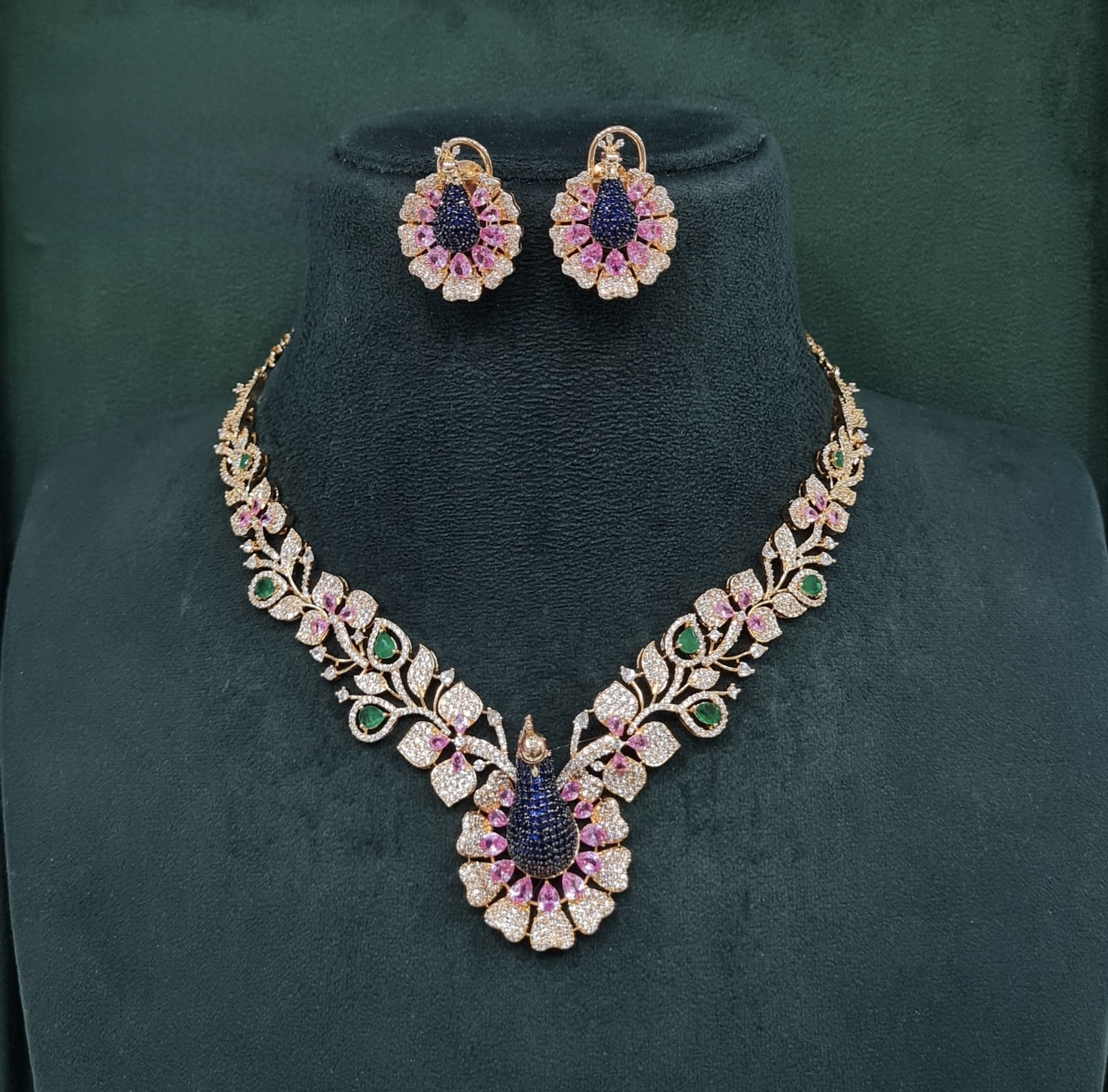 Cz Peacock Necklace 10377 - 5