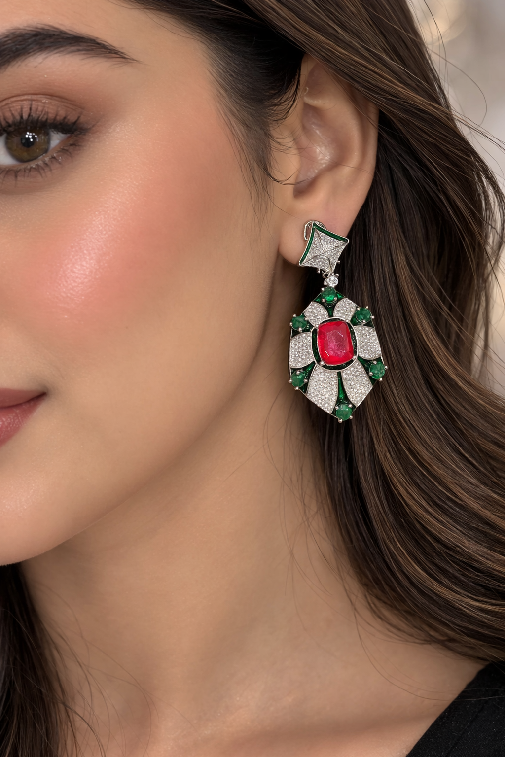 Cz Enamel Earrings 08544