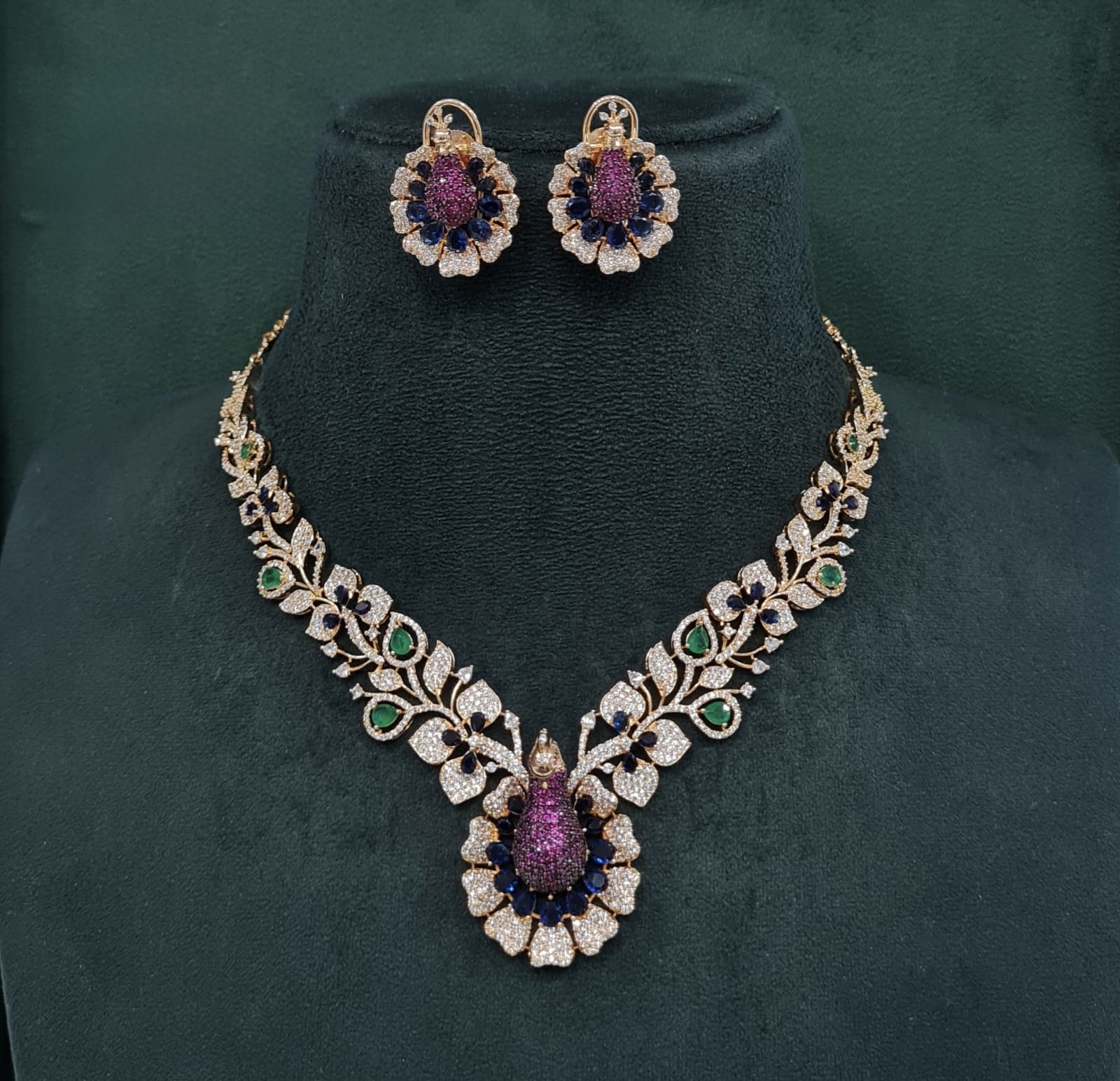 Cz Peacock Necklace 10377 - 4