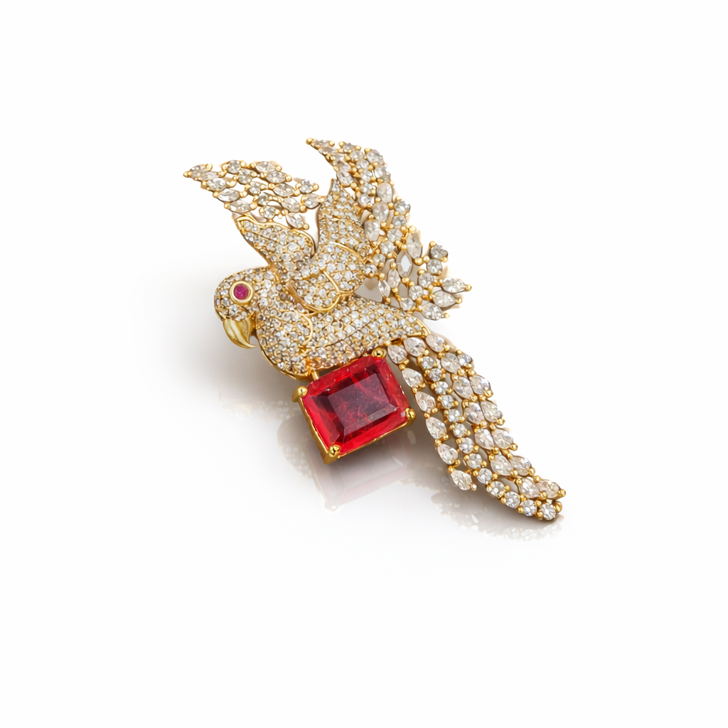 Rose Gold Macaw Brooch 08691 - 4