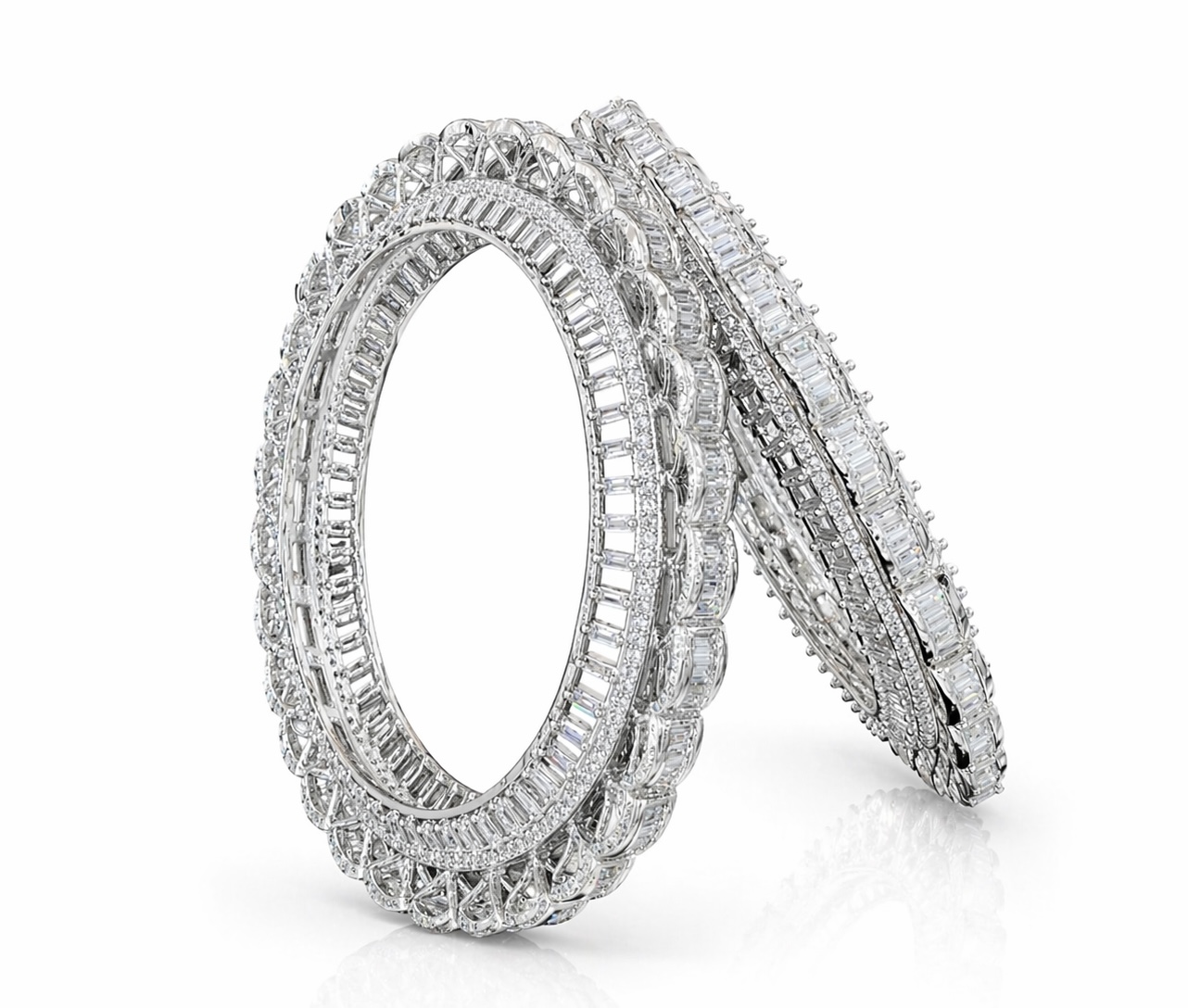 Cz Bangles Silver 09697