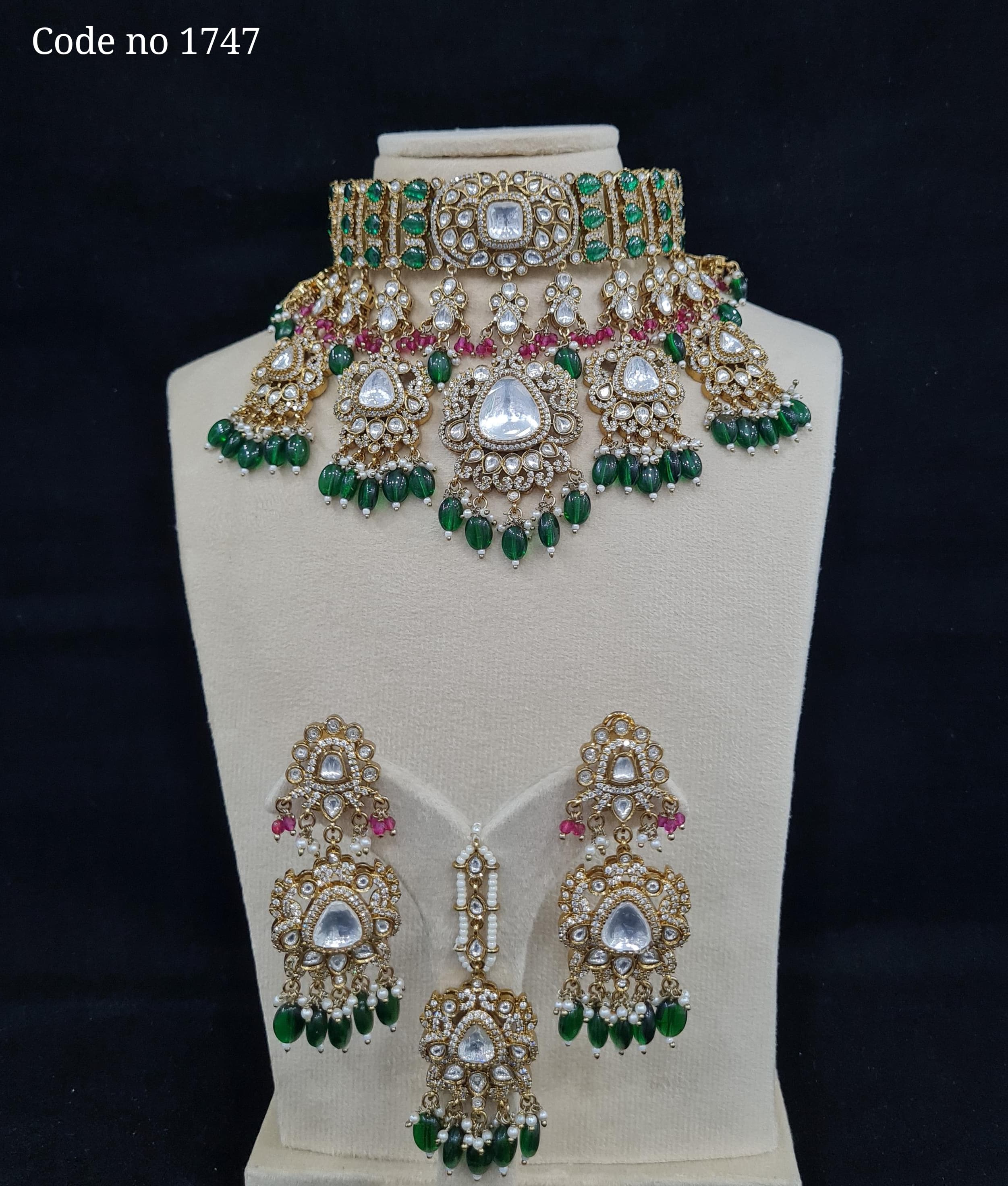 Kundan necklace set 00268 - 9