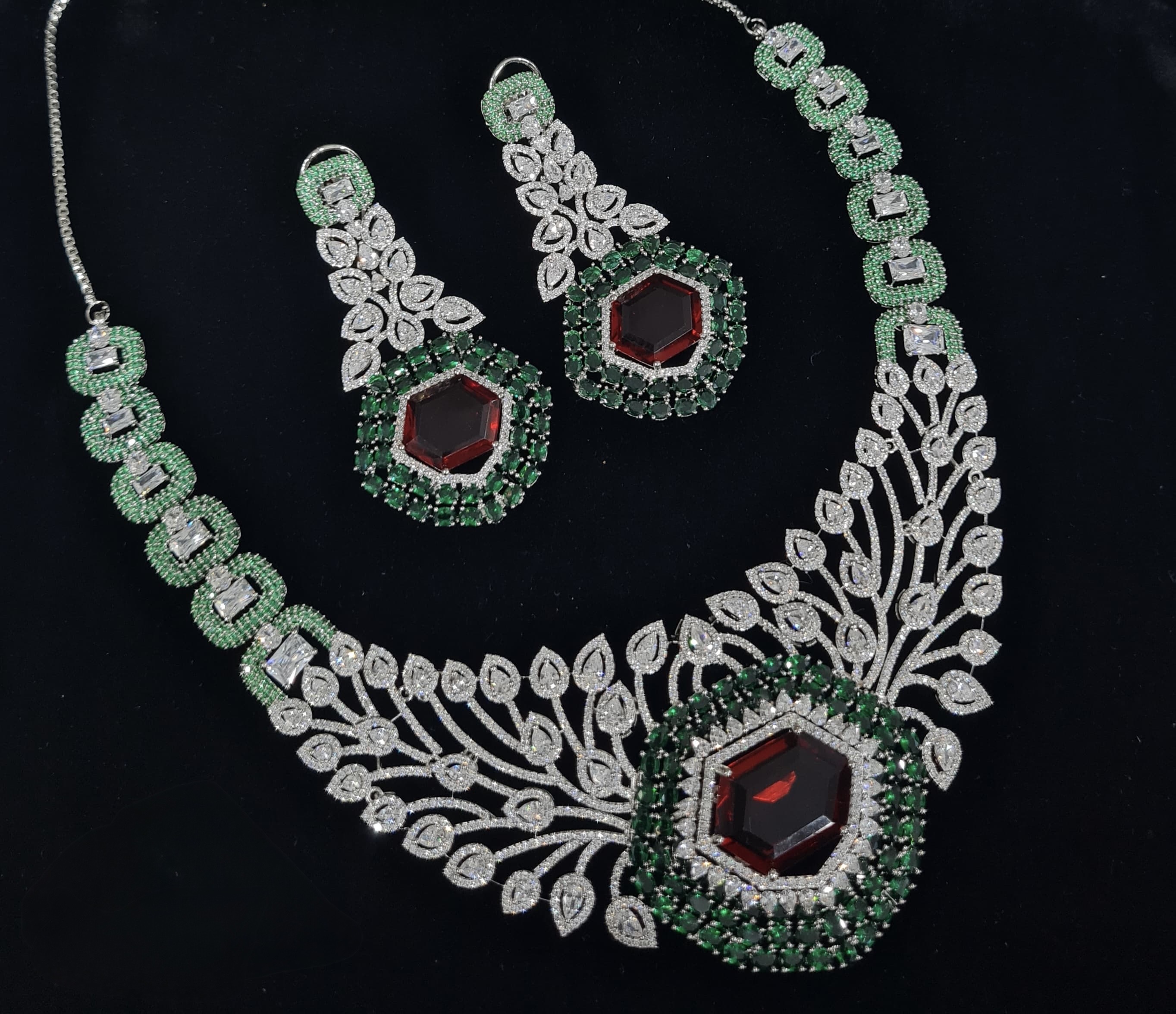 Cz Statement Necklace 06017 - 8