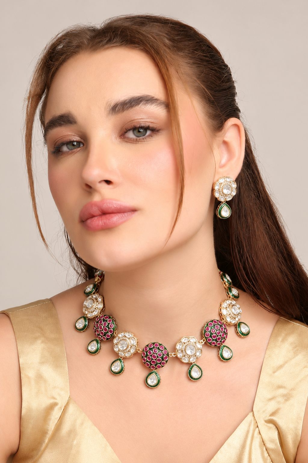 Kundan Necklace 08524 - 3