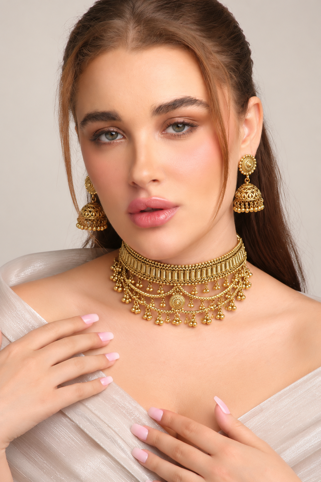 Premium Traditional Gold-Plated Choker Set 09619 - 3
