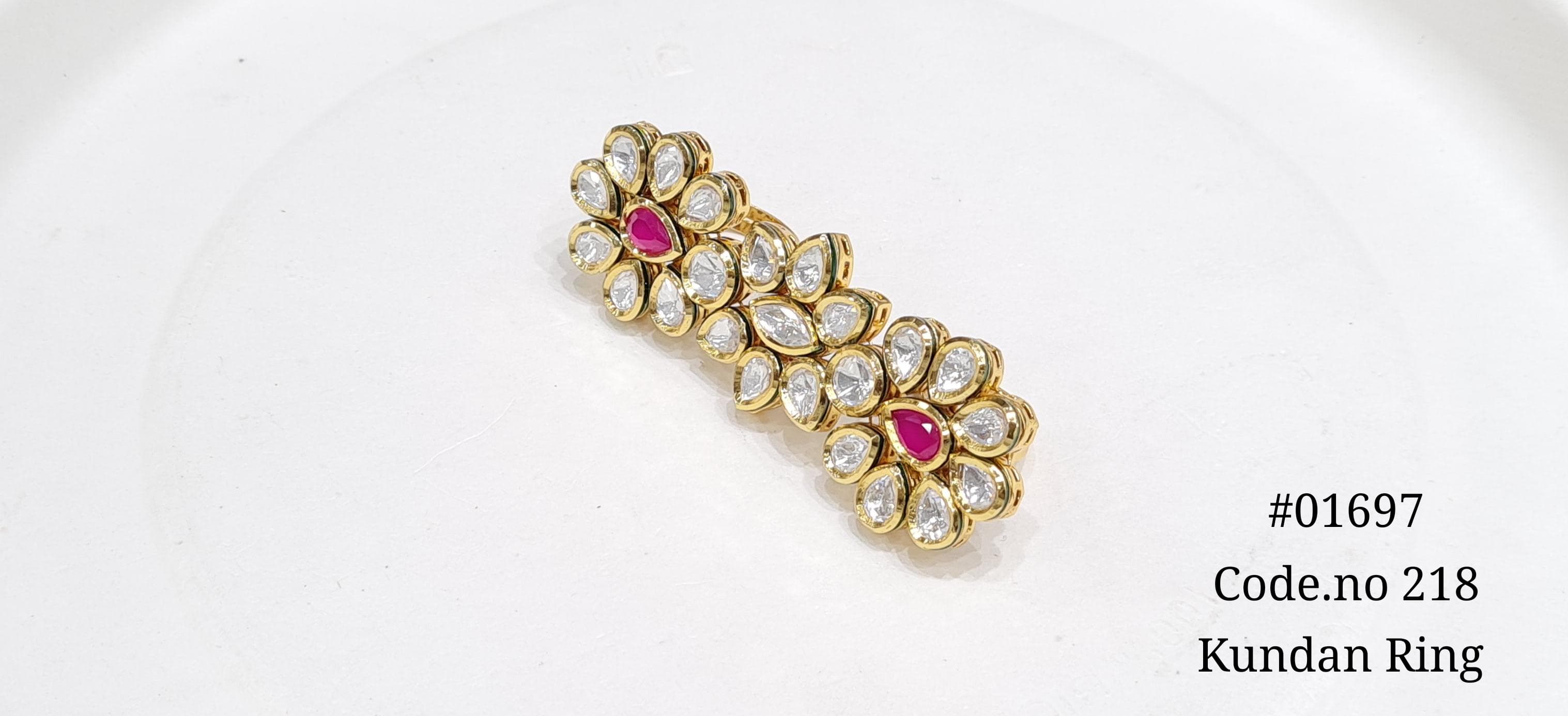 Kundan double finger ring 01697