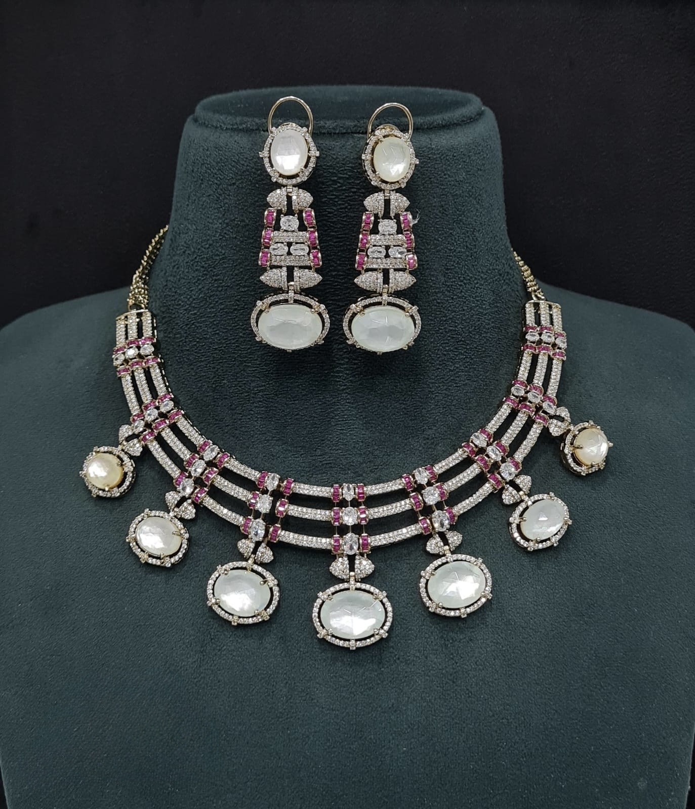 Cz Doublet Necklace 09865 - 2