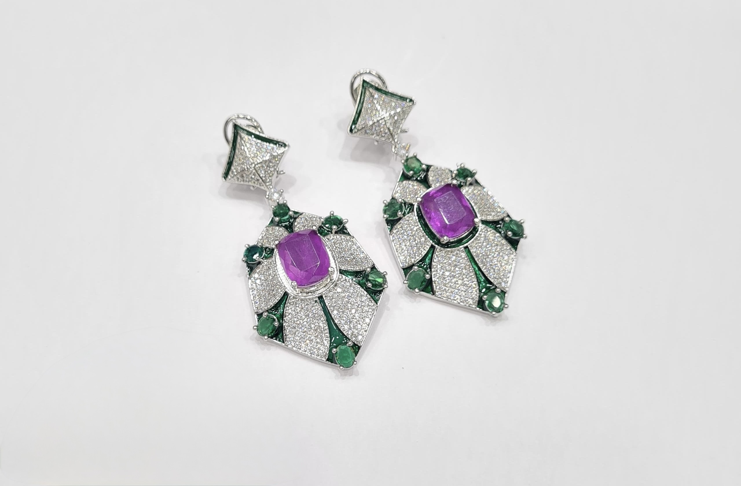 Cz Enamel Earrings 08544 - 10