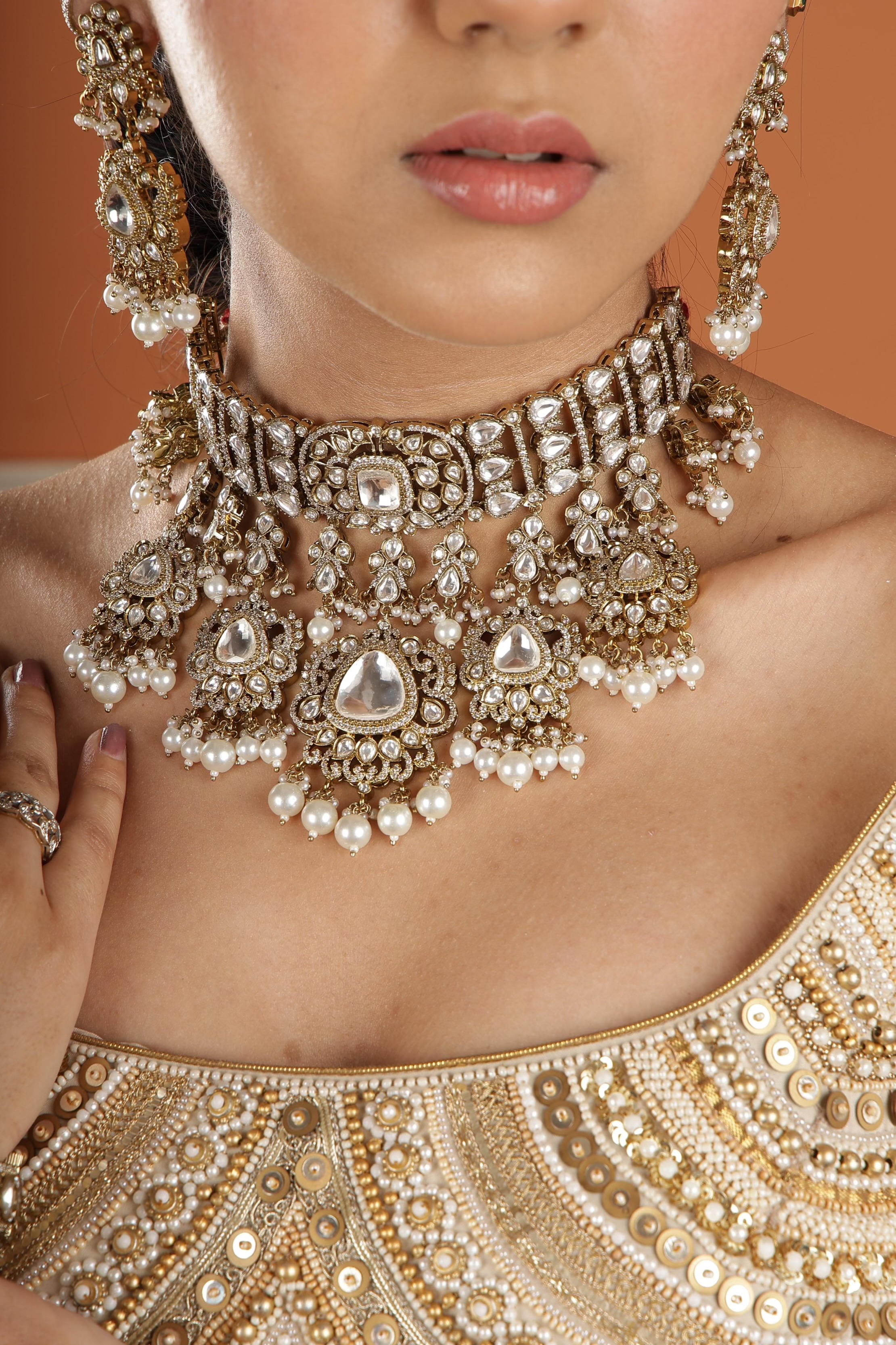 Kundan necklace set 00268 - 13