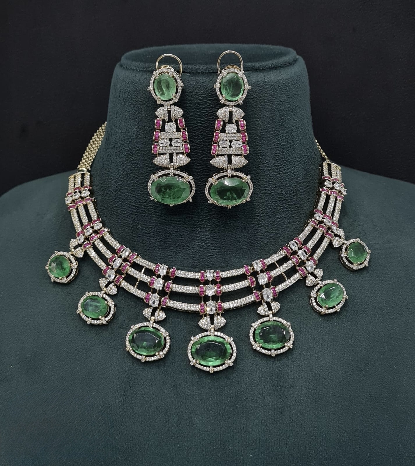 Cz Doublet Necklace 09865 - 3