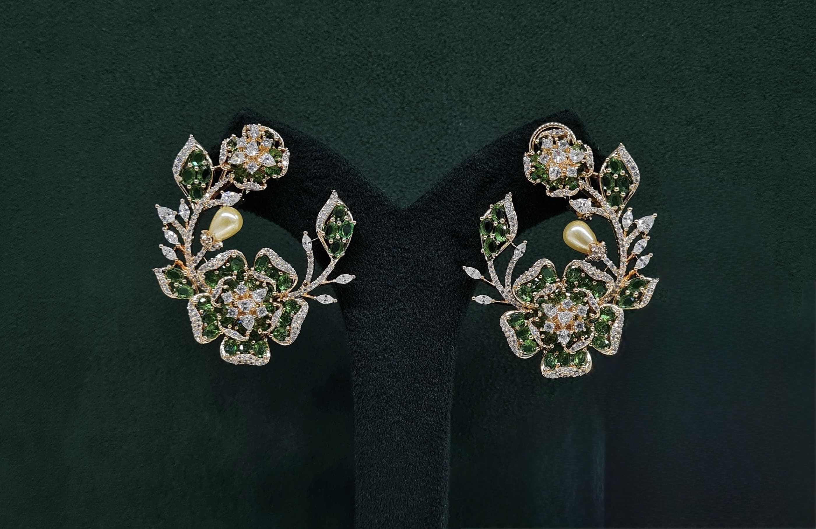 Petal & Pearl Cz Earrings 09078 - 10
