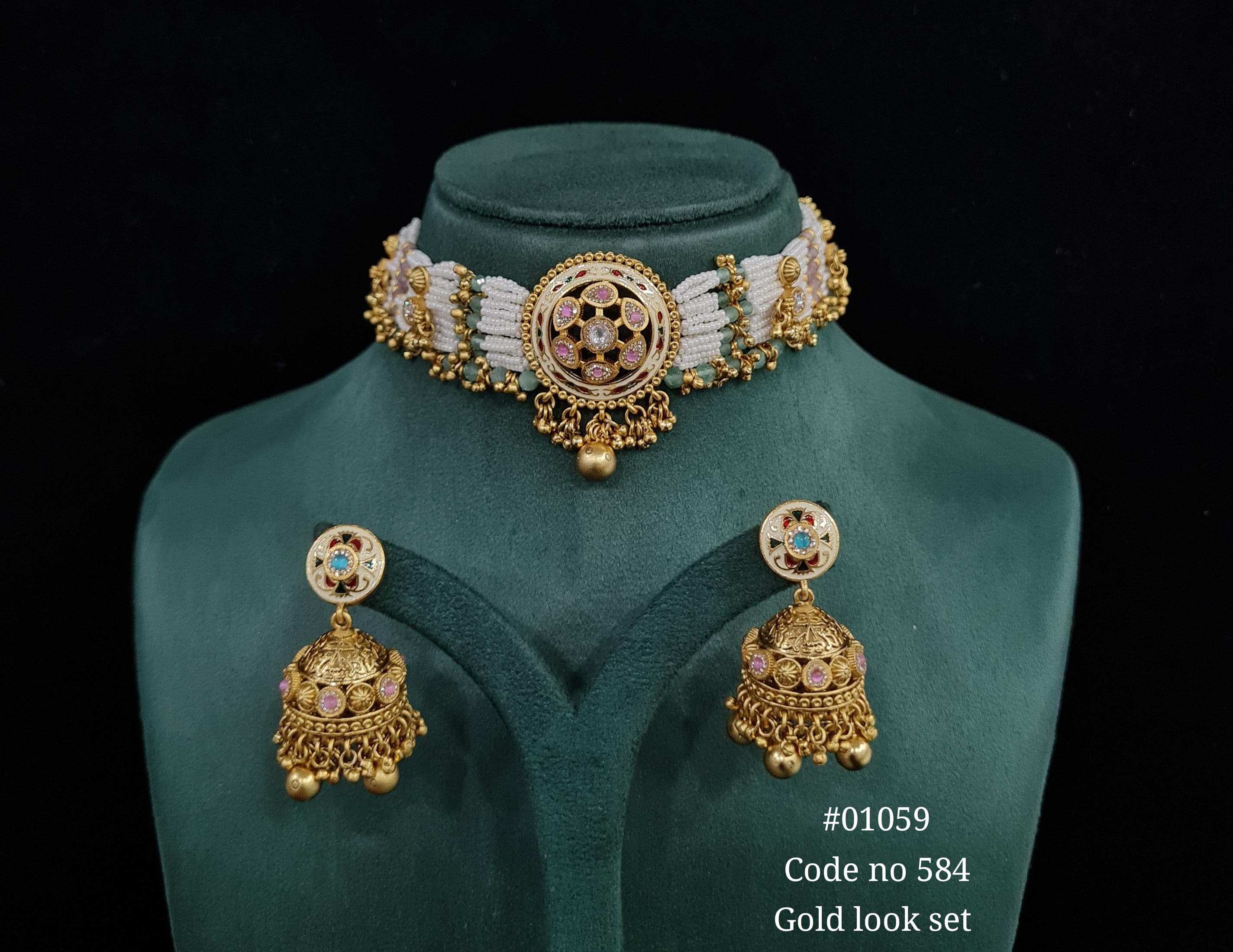 kundan PP Choker set 01059 - 5