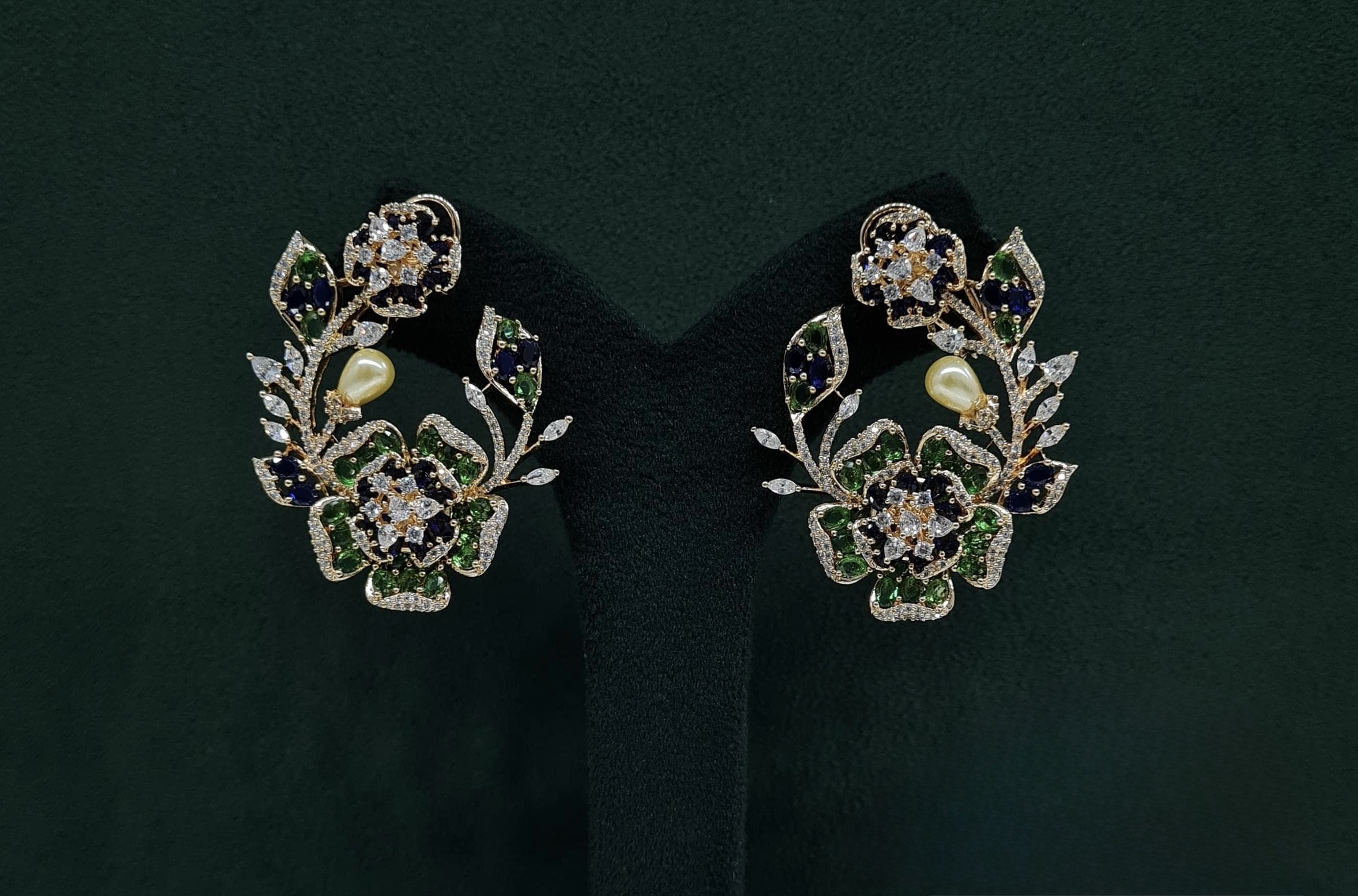 Petal & Pearl Cz Earrings 09078 - 8