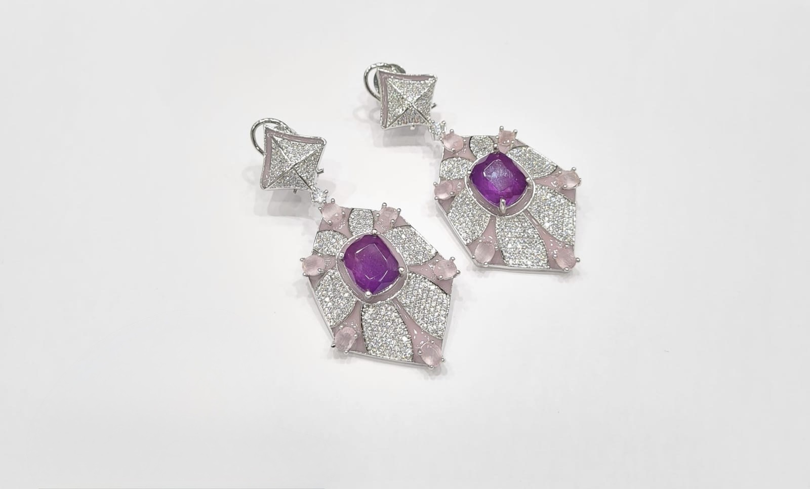Cz Enamel Earrings 08544 - 7