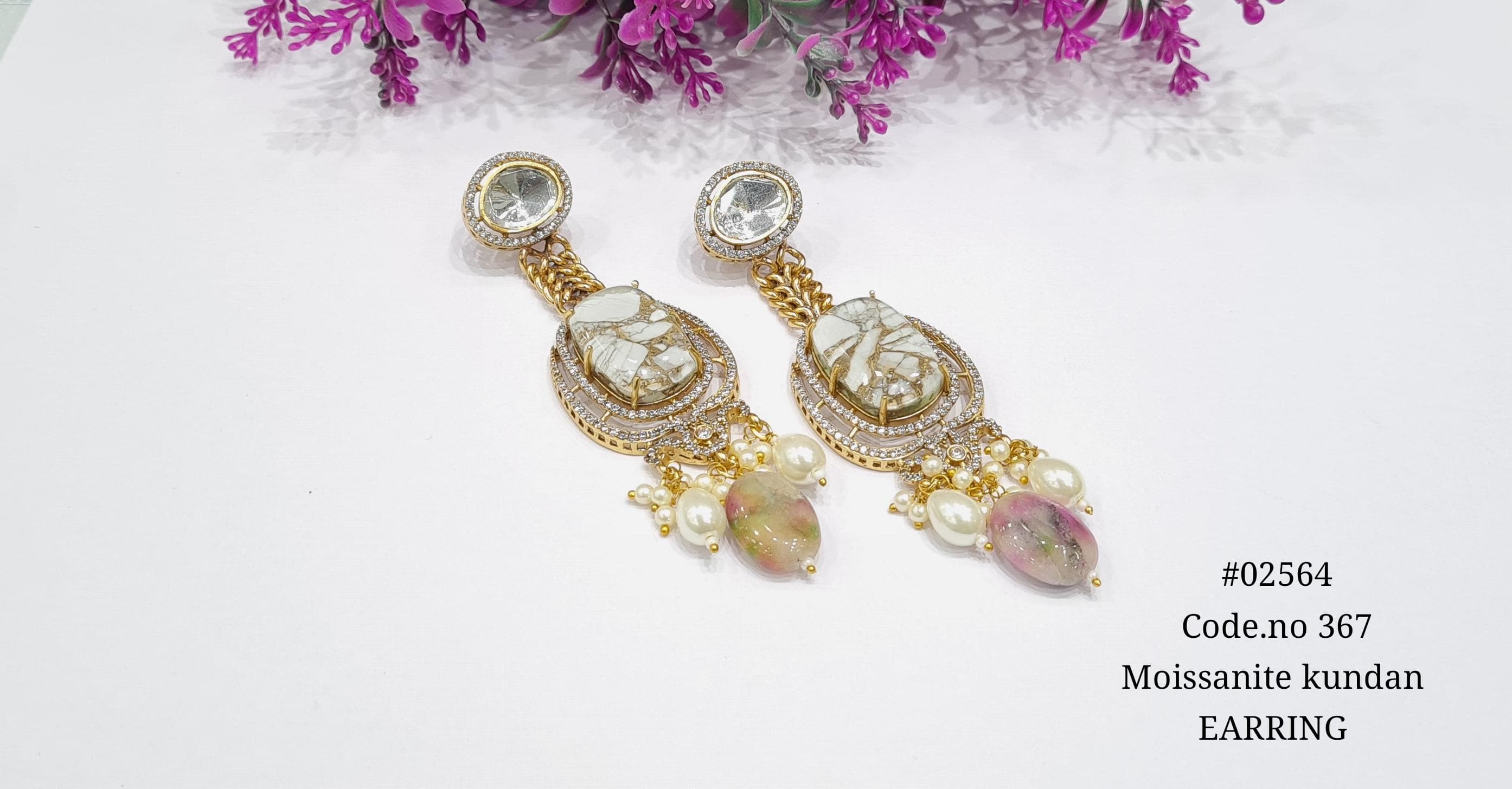 Kundan earrings 02564 - 3