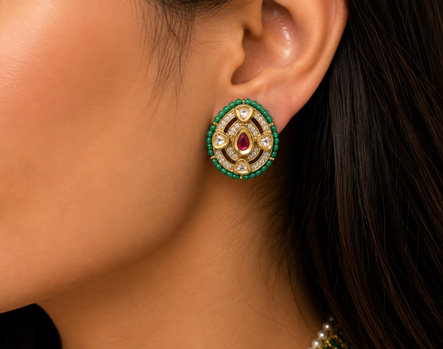 Kundan Earrings 06798 - 5