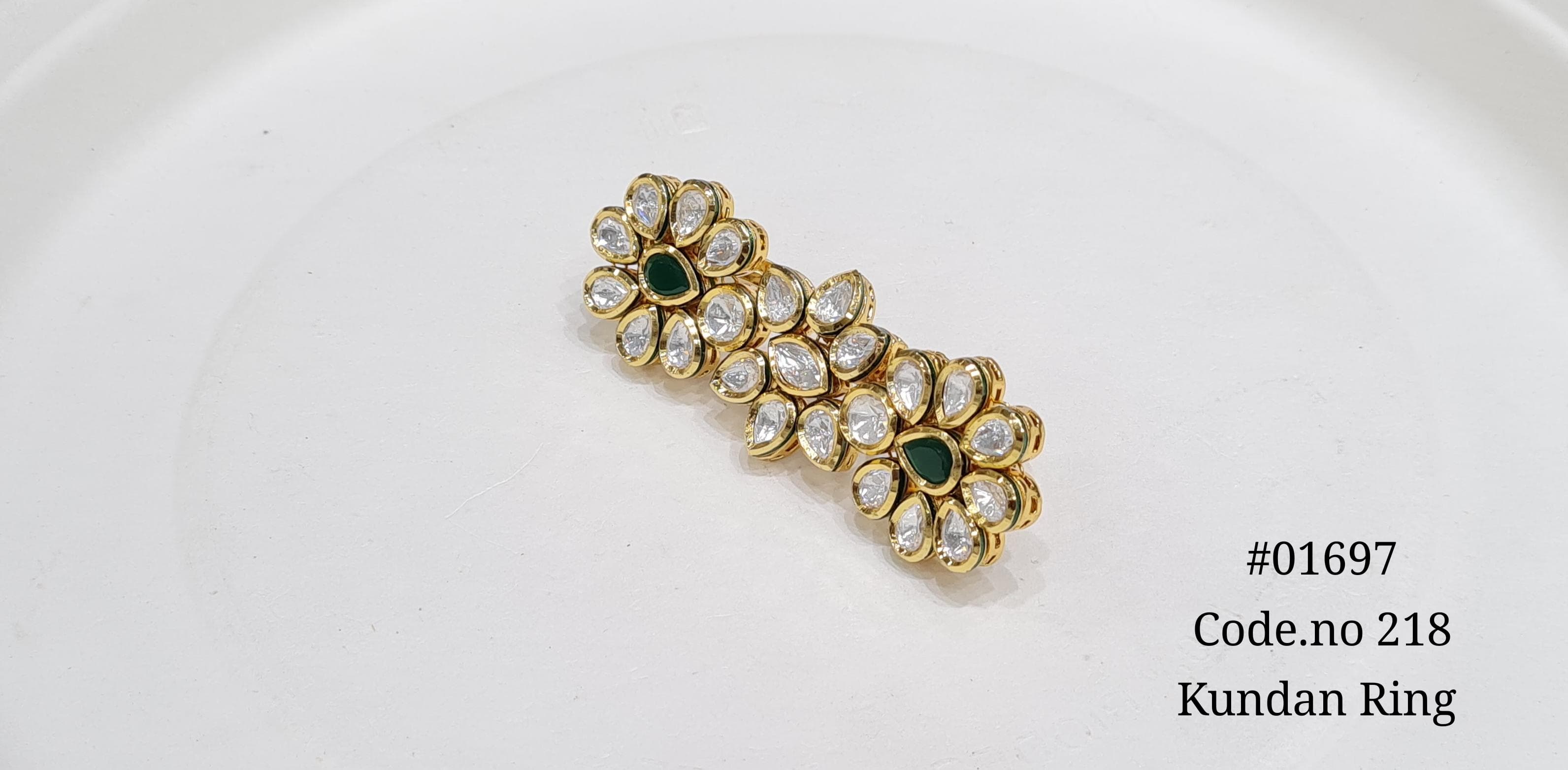 Kundan double finger ring 01697 - 3
