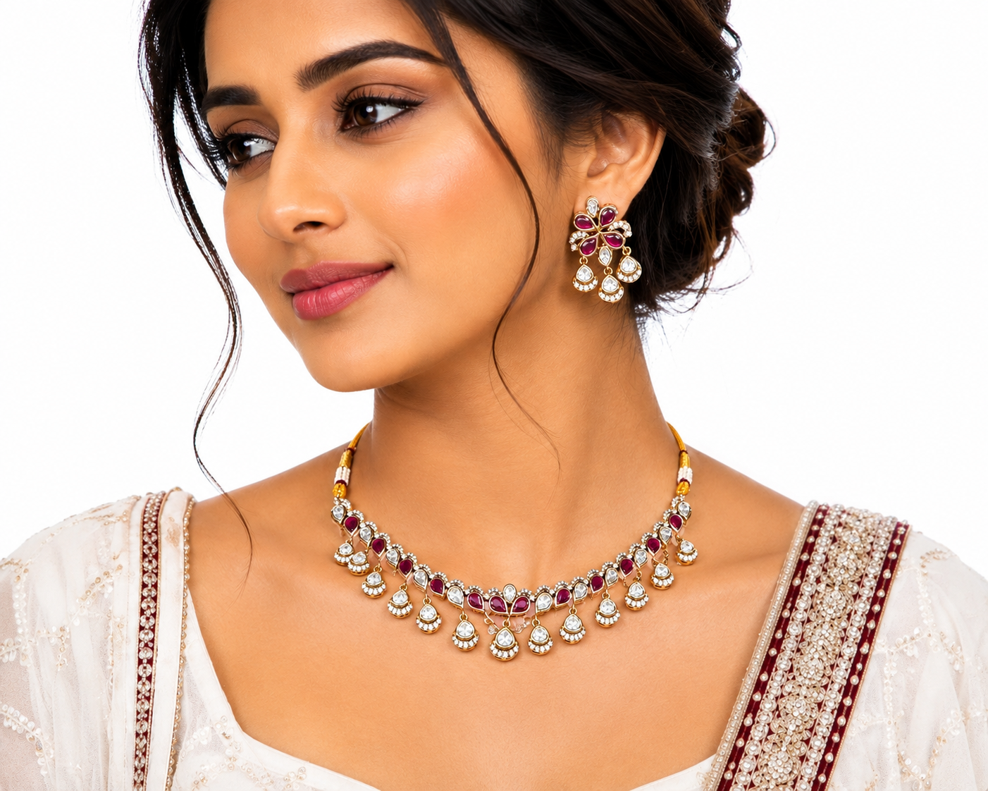 Kundan Necklace 07448 - 11