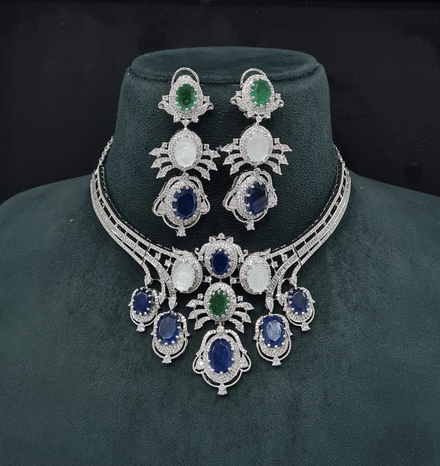 Cz Statement Necklace 09866 - 2