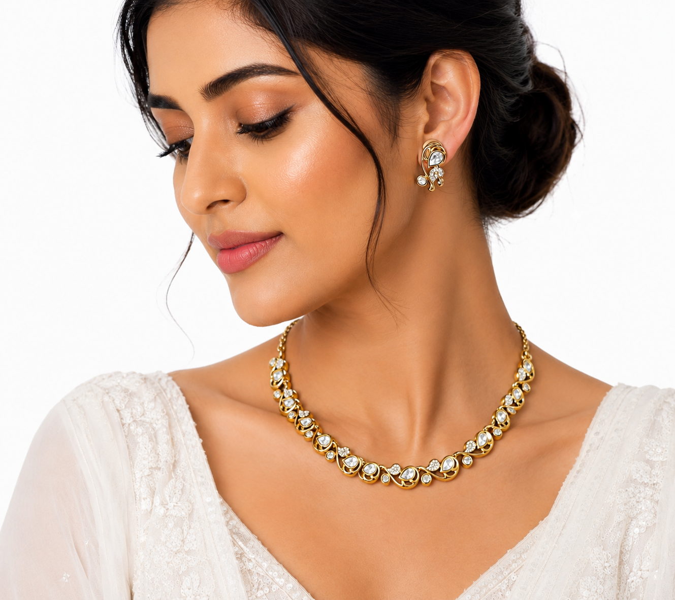 Kundan Necklace 09053 - 4