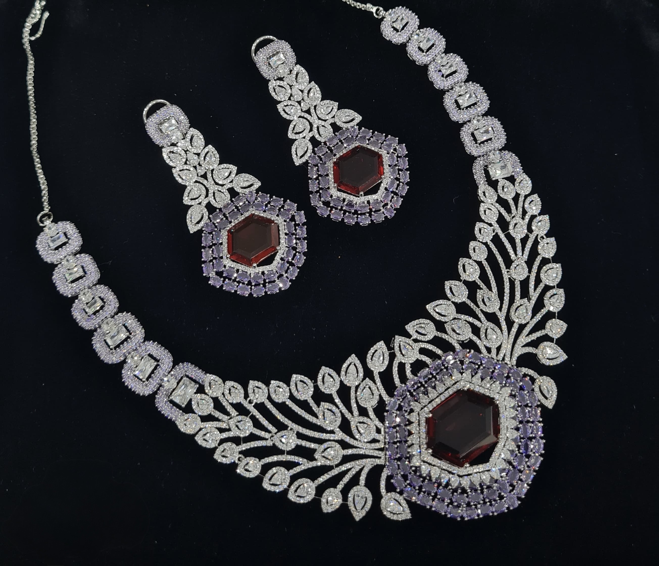 Cz Statement Necklace 06017 - 7