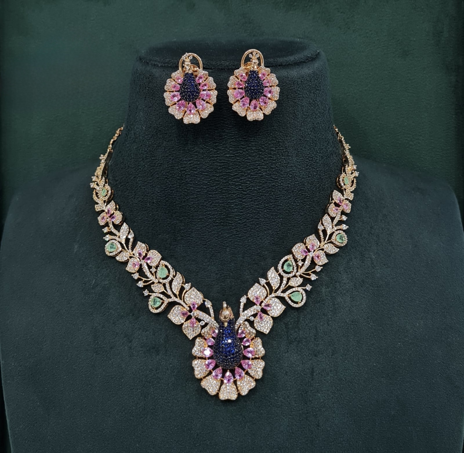 Cz Peacock Necklace 10377 - 3