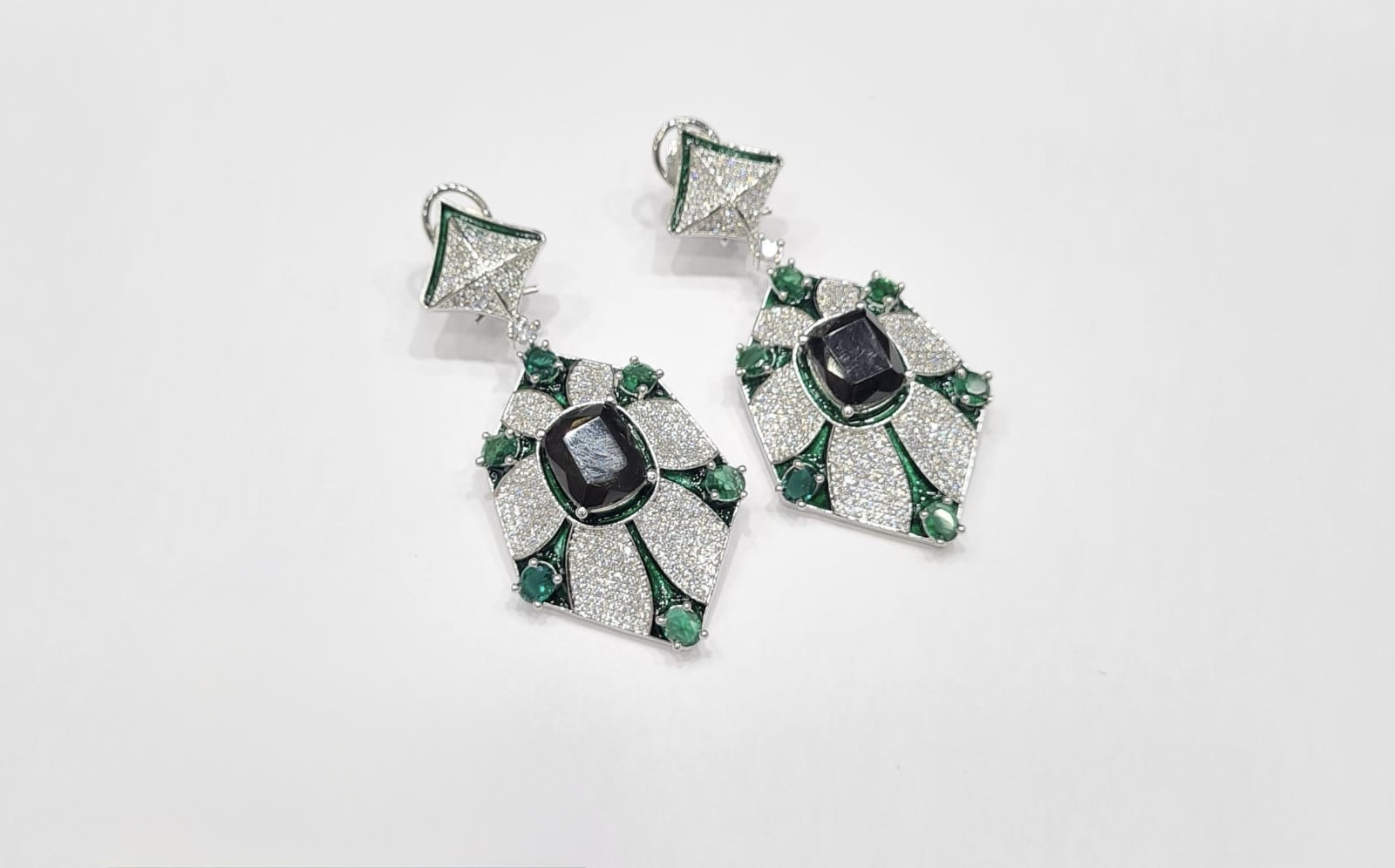 Cz Enamel Earrings 08544 - 5