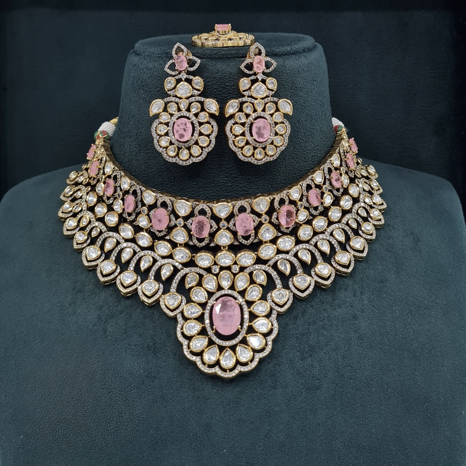 Victorian Kundan Necklace 08413 - 4