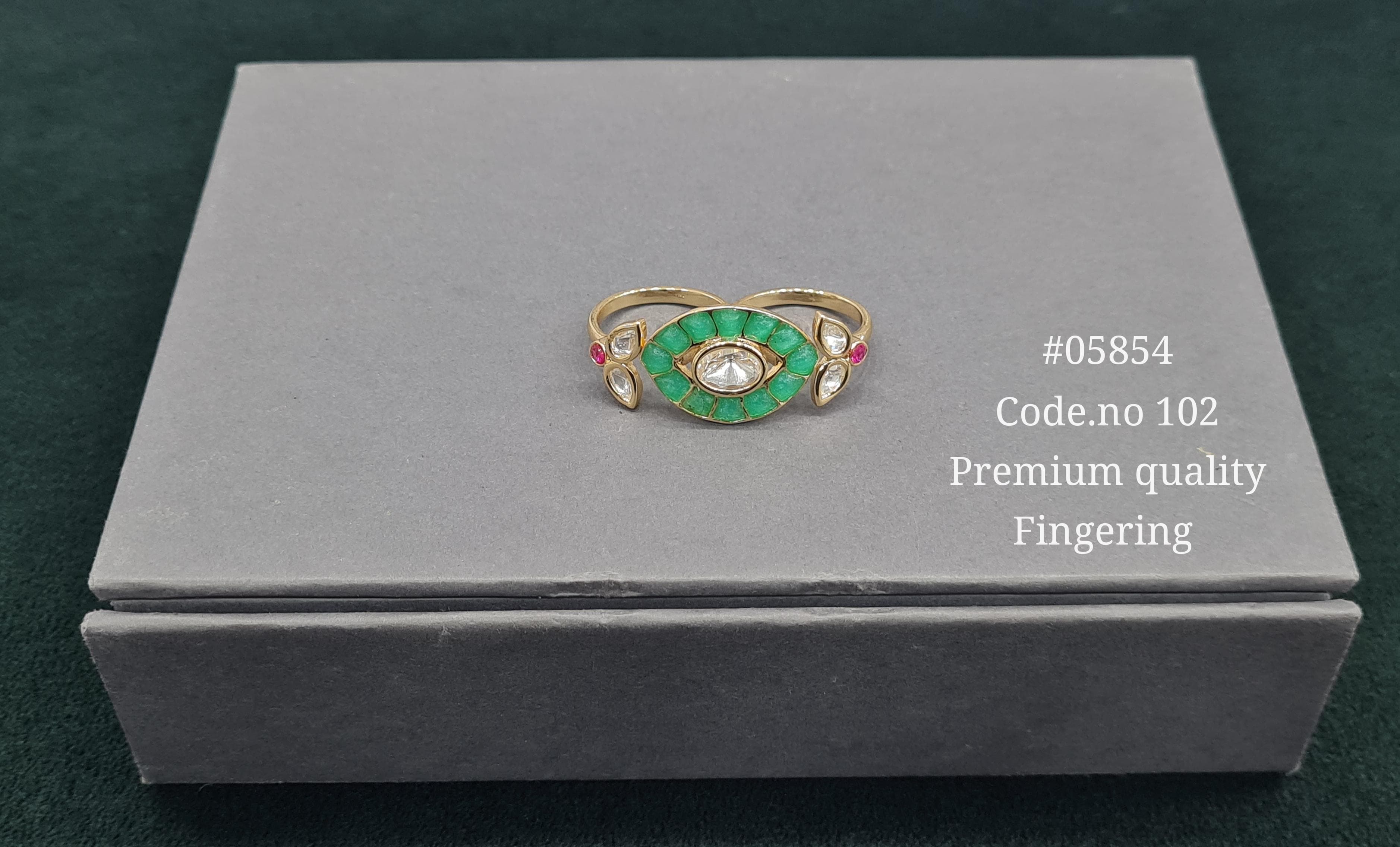 Kundan Double Fingerring 05854 - 10