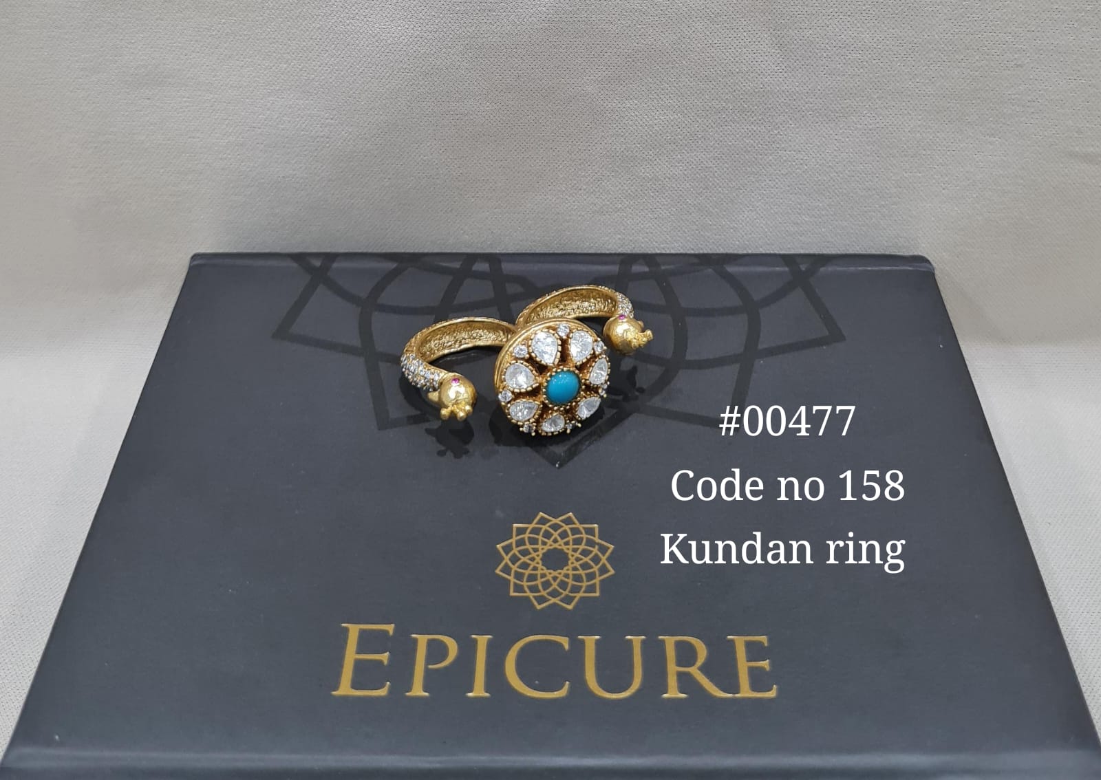 Kundan double finger ring 00477 - 3