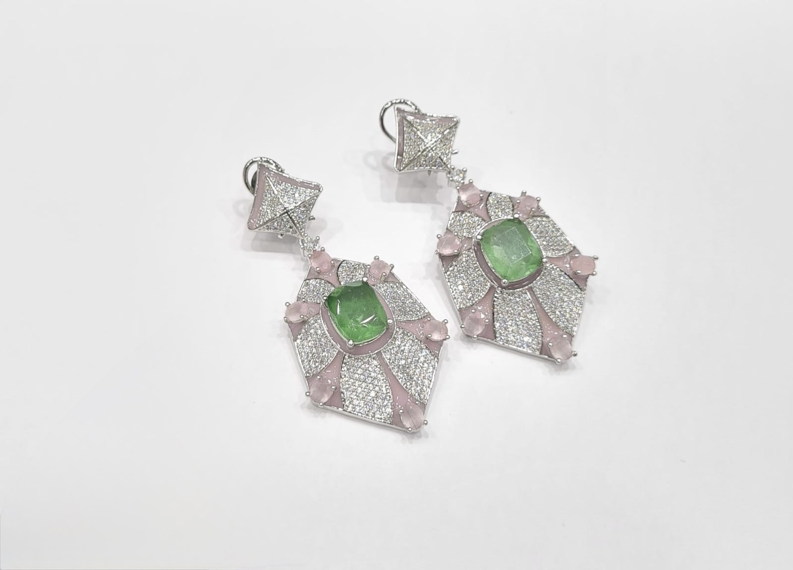 Cz Enamel Earrings 08544 - 9