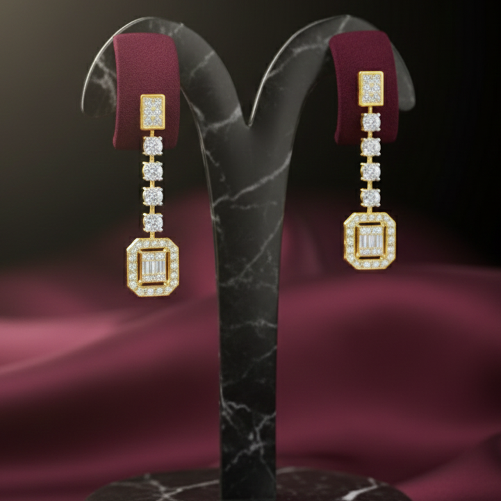 Elegant Spark Drop Diamond Earrings - 3