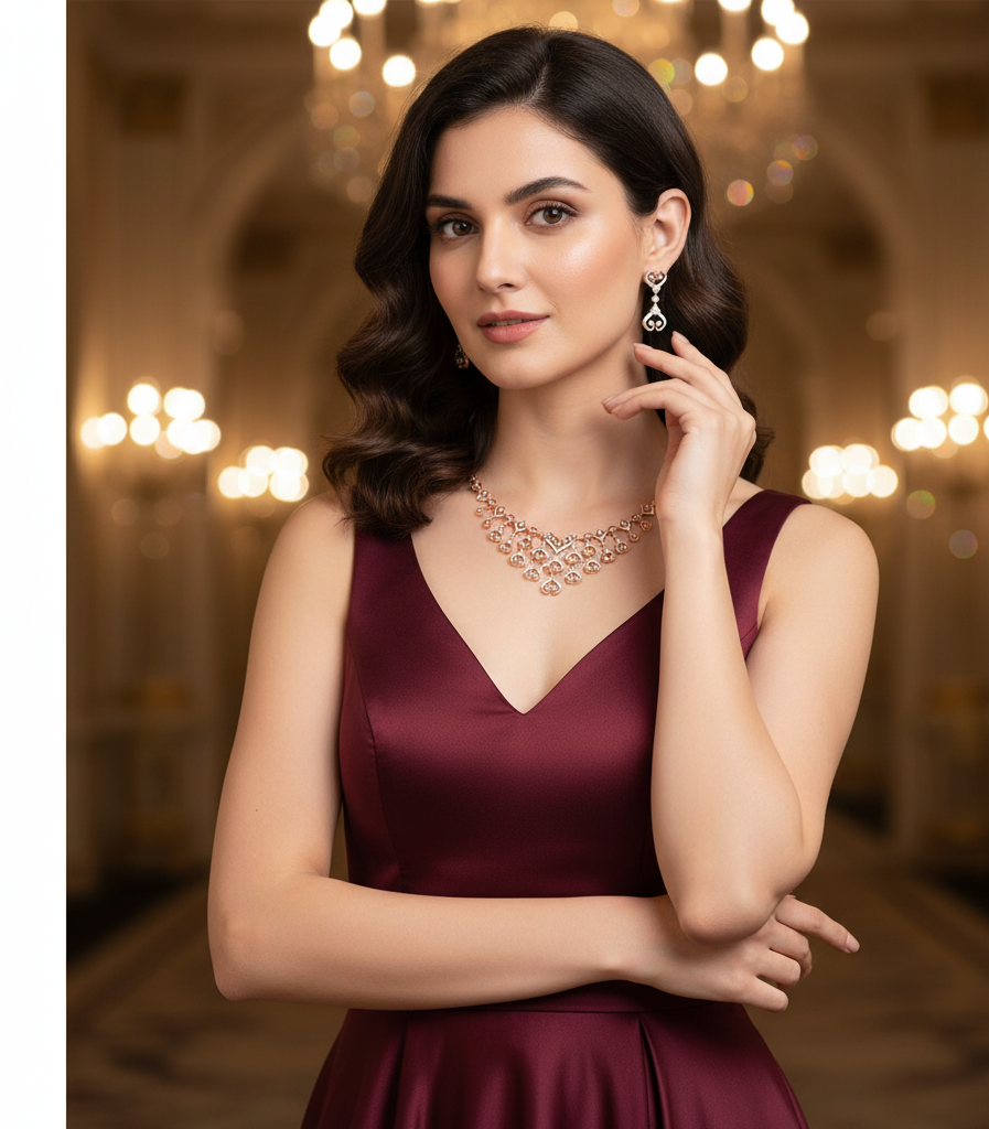 Elite Sparkshine Diamond Necklace for Brides - 3