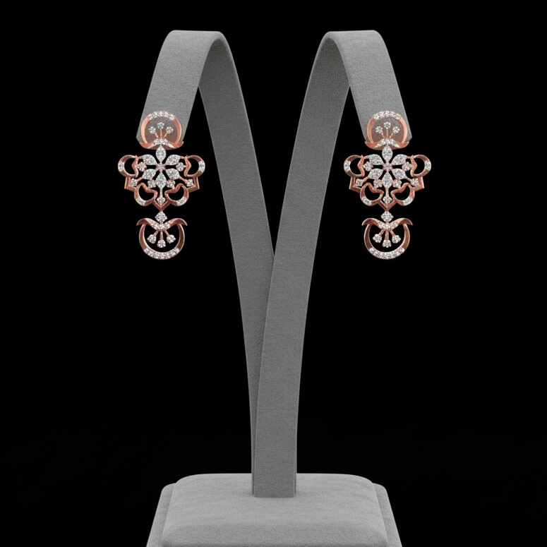 Elegant Designer Diamond Drop Earrings - 3