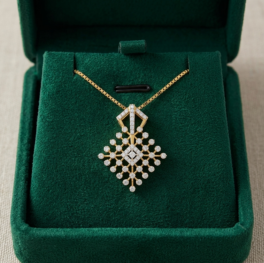 Diamond Enchanted Leaf Pendant