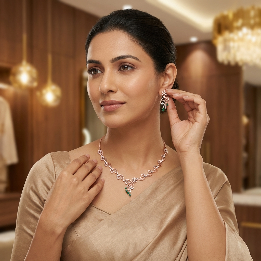 Glittering Diamond Glow Necklace Set