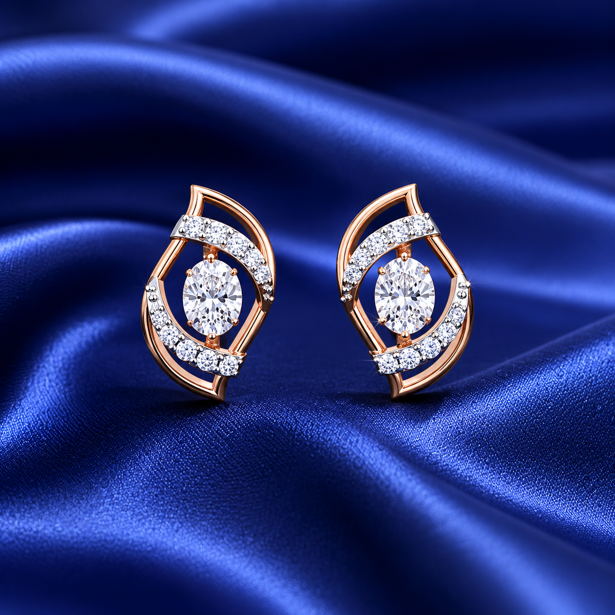 Fine Line Diamond Stud Earrings