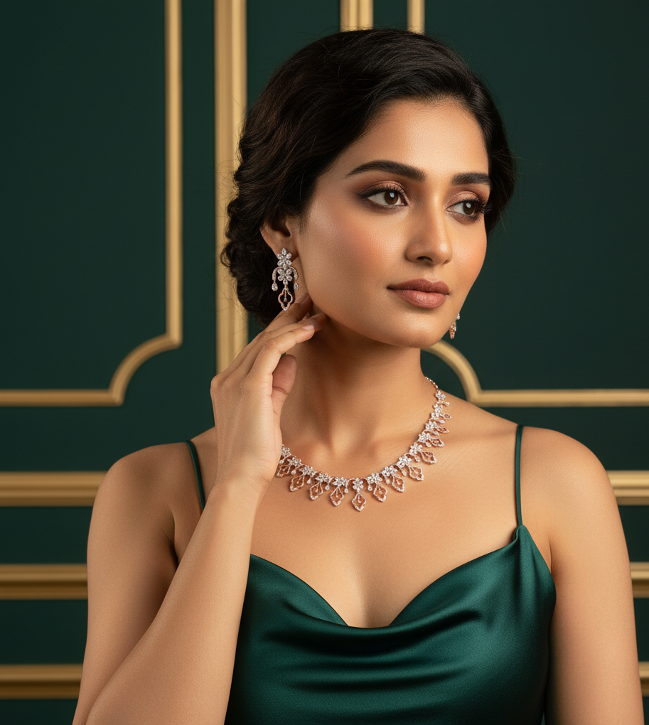Dazzle Queen Diamond Necklace for Brides - 3