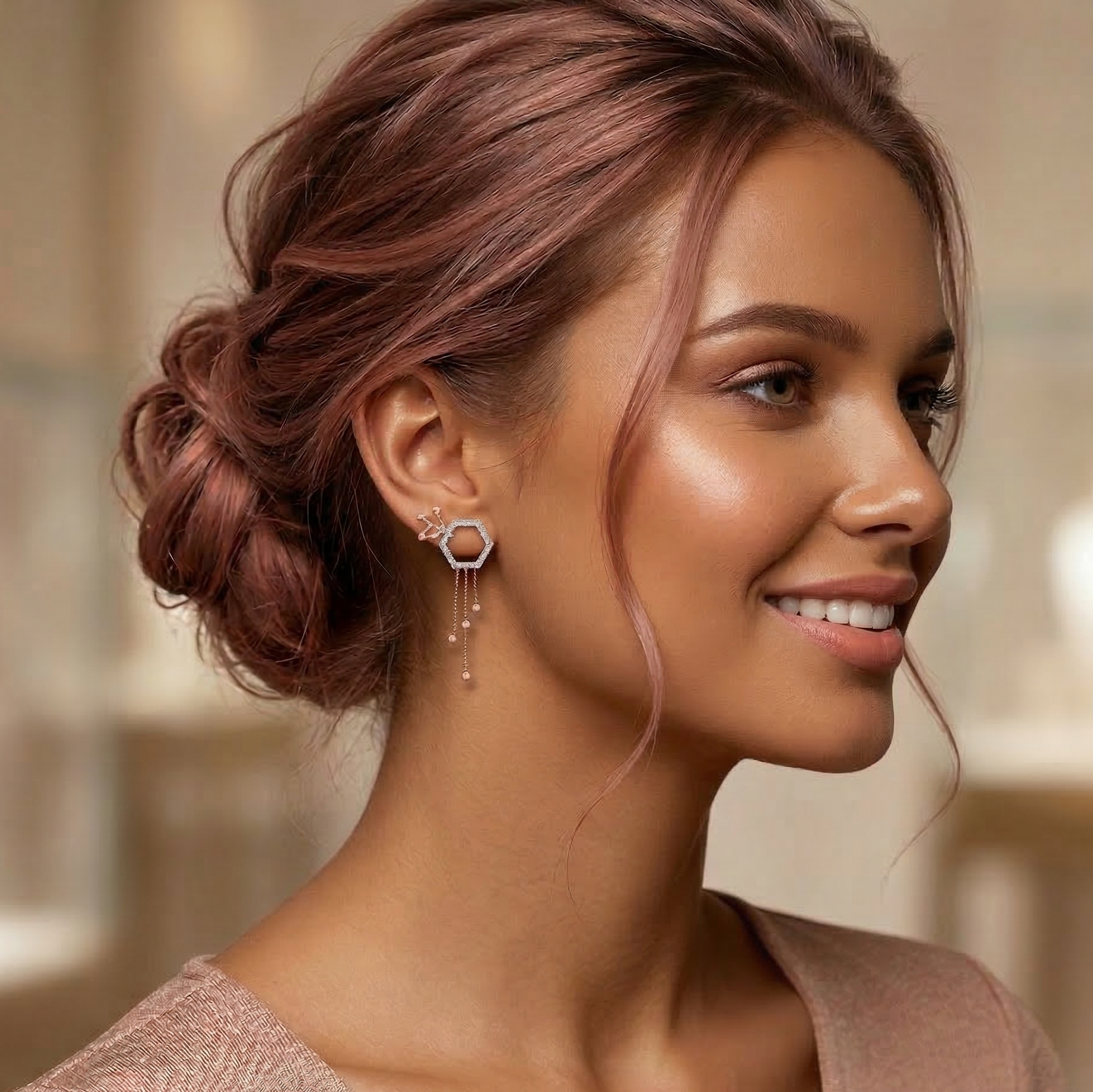 Classic Diamond Hanging Earrings - 3